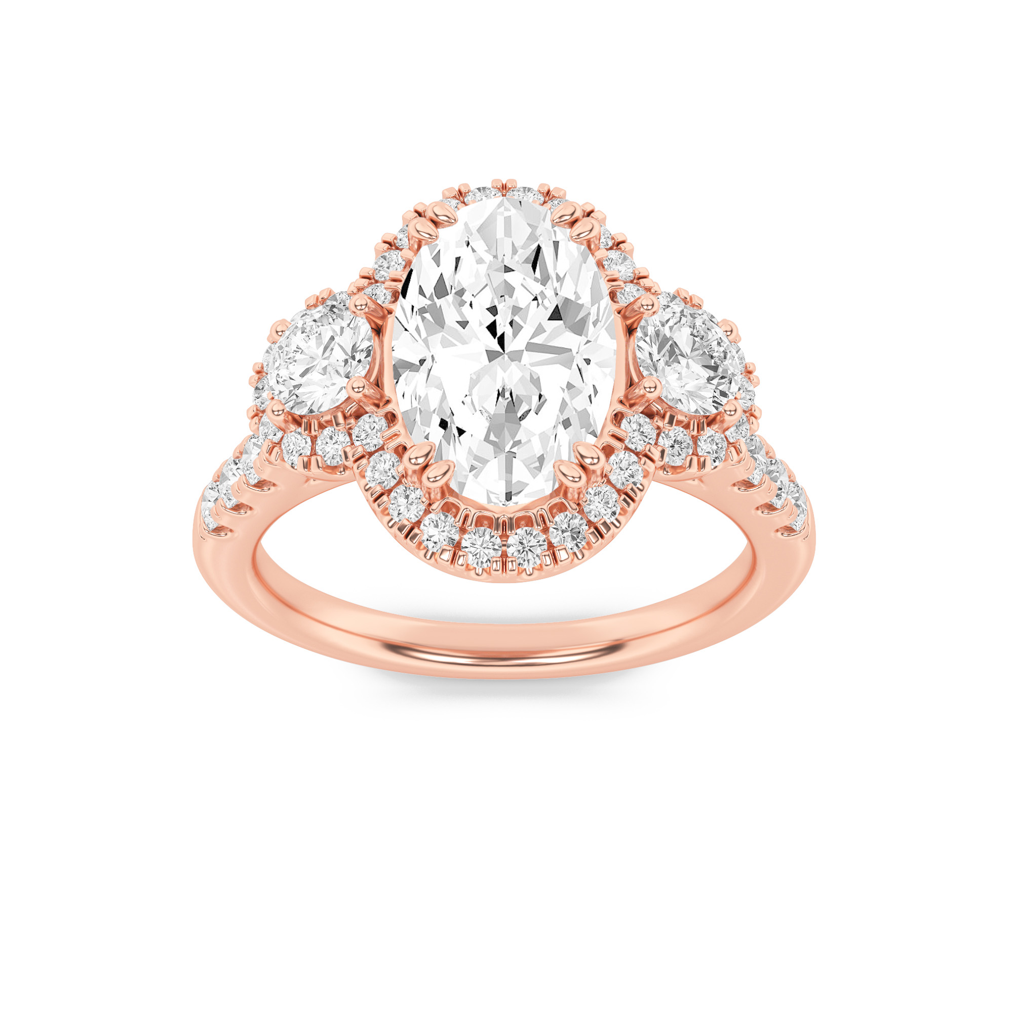 3.00 CT Oval Diamond Ring in 14K Rose Gold
