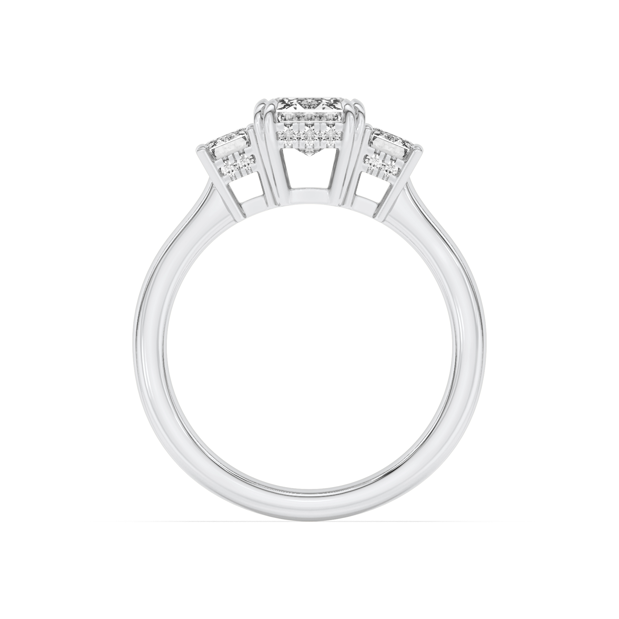 Three Stone Emerald Engagement Ring view 4