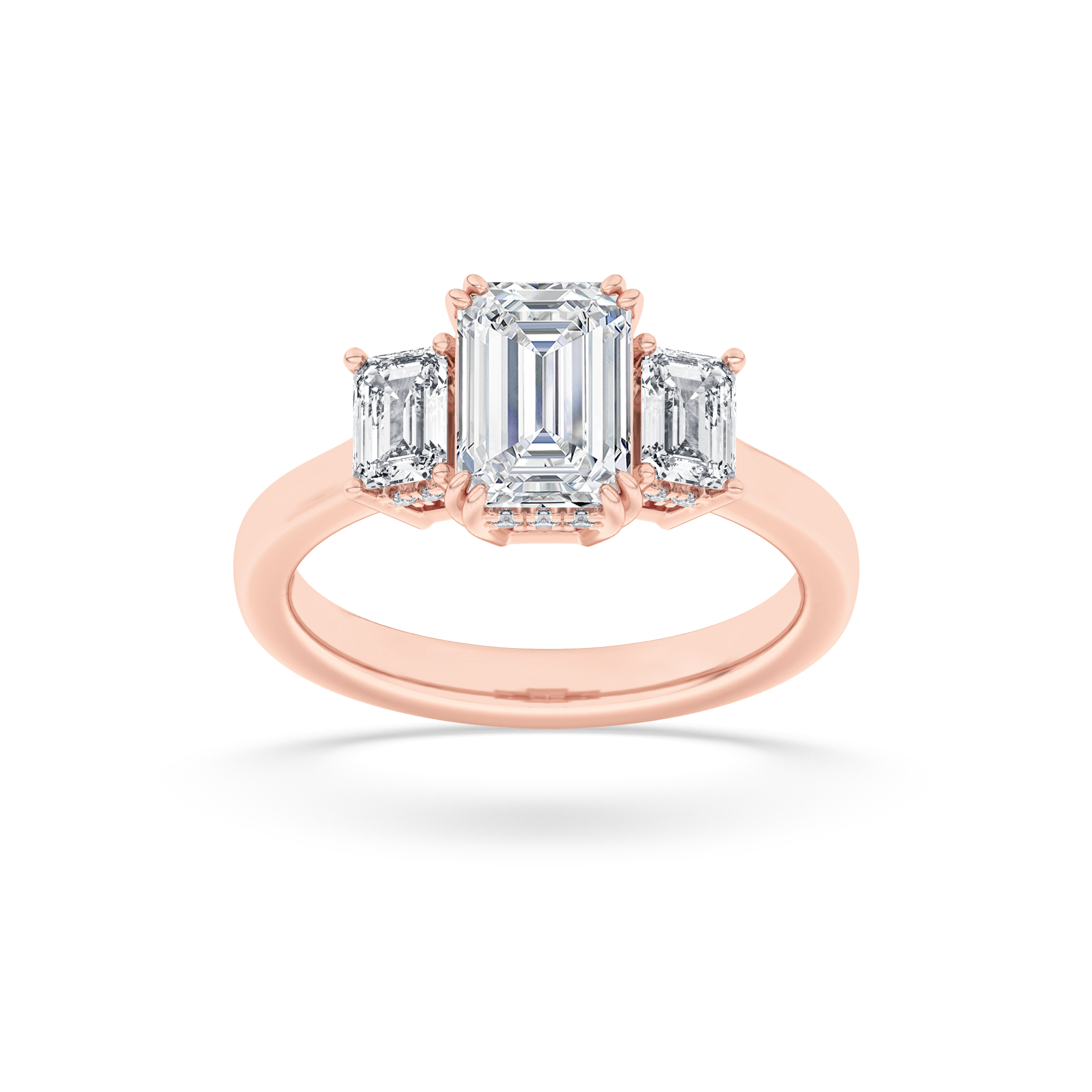 3.00 CT Emerald Diamond Ring in 14K Rose Gold