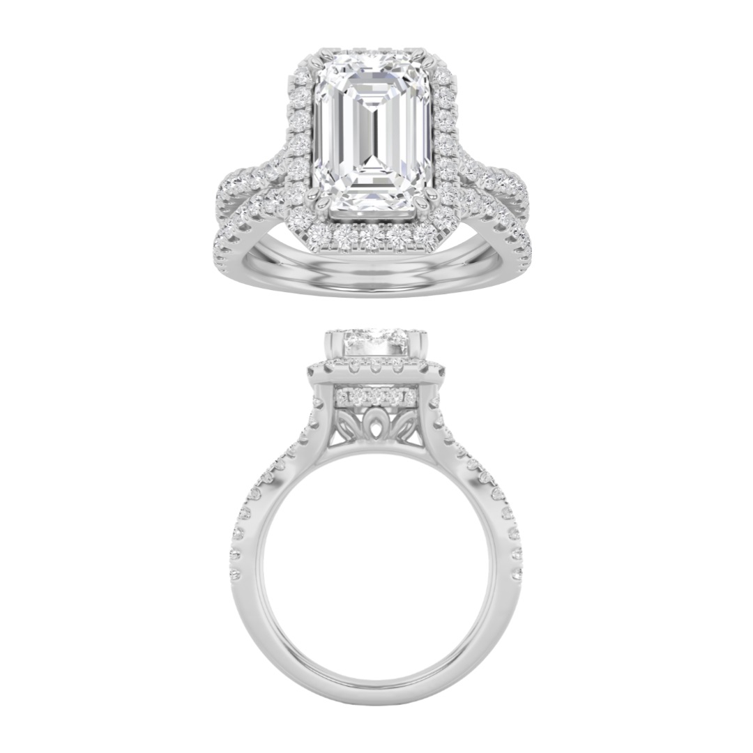 3.00 CT Emerald Diamond Ring in 14K White Gold