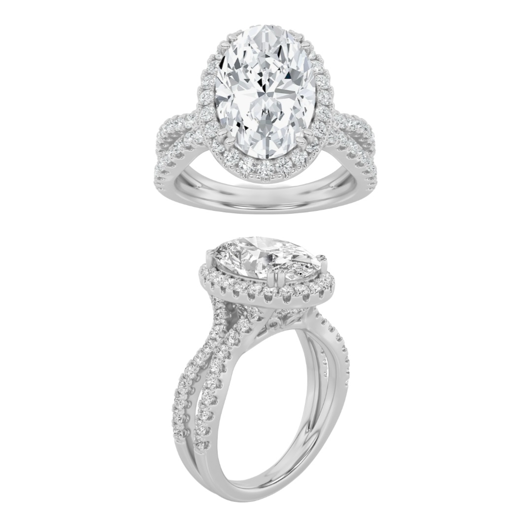 2.00 CT Oval Diamond Ring in 14K White Gold