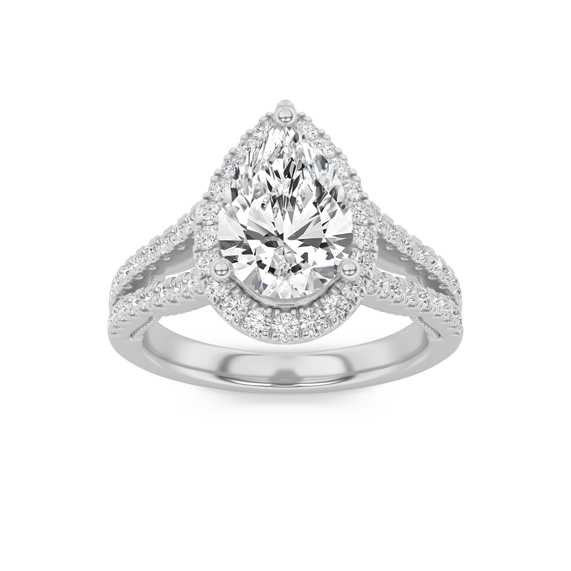 2.00 CT Pear Diamond Ring in 14K White Gold