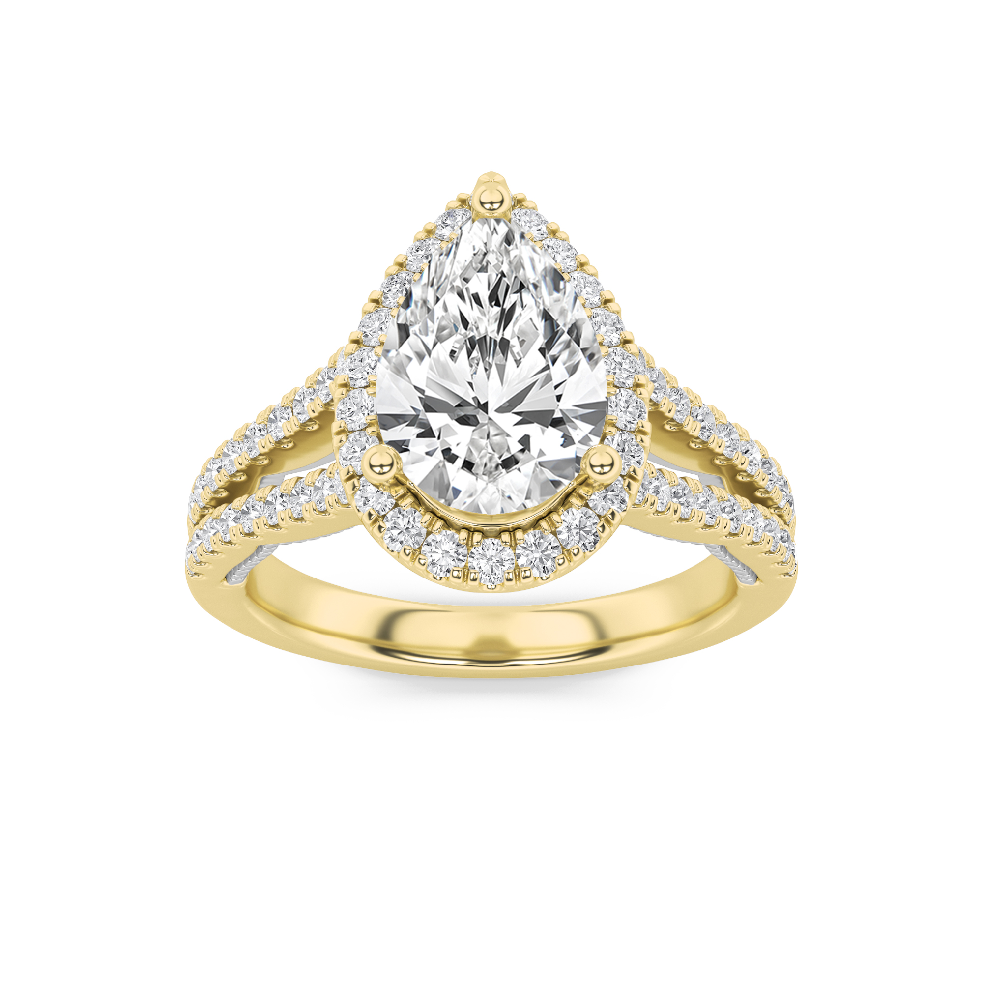 2.00 CT Pear Diamond Ring in 14K Yellow Gold