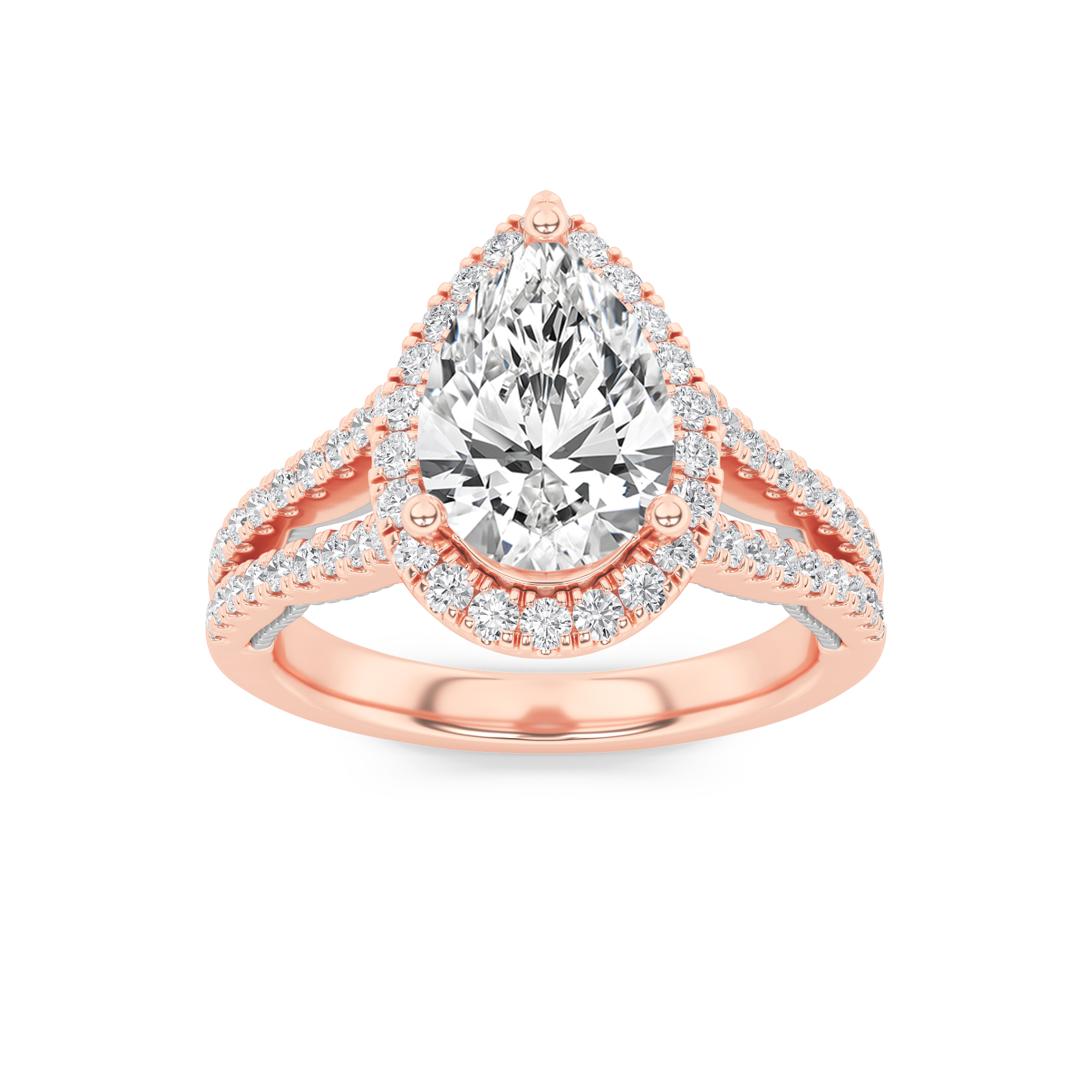 2.00 CT Pear Diamond Ring in 14K Rose Gold