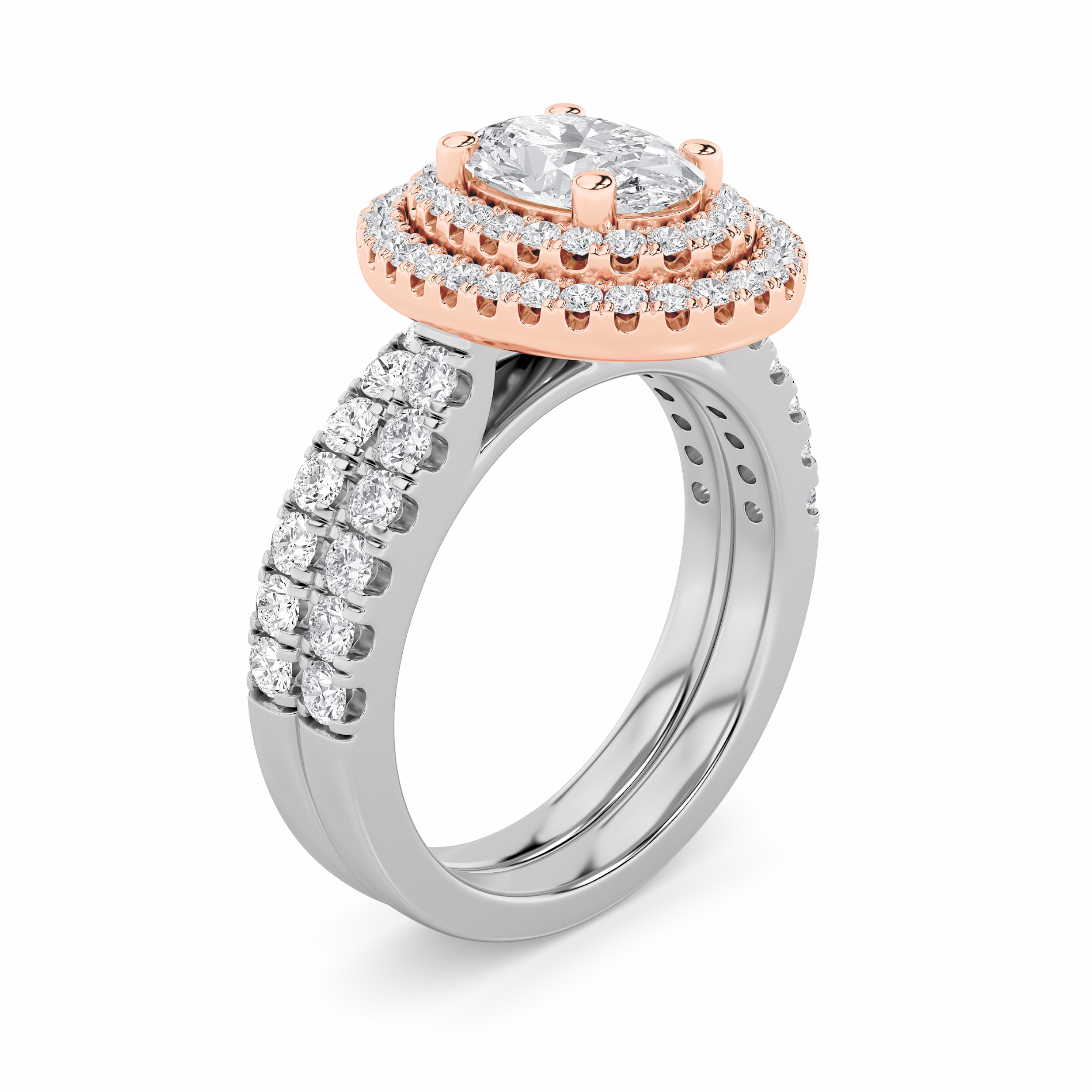 2.00 CT Oval Diamond Ring in 14K White Gold|14K Rose Gold