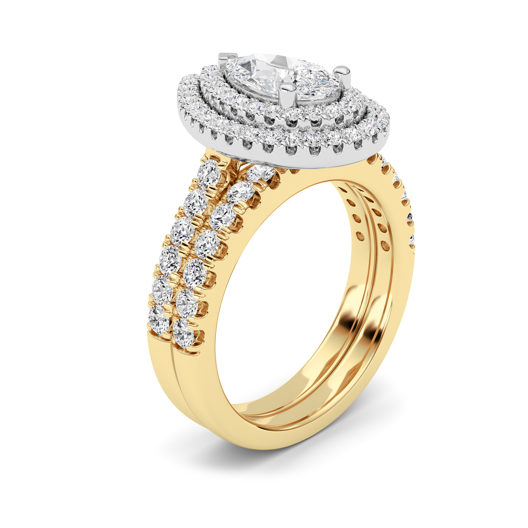 2.00 CT Pear Diamond Ring in 14K Yellow Gold|14K White Gold