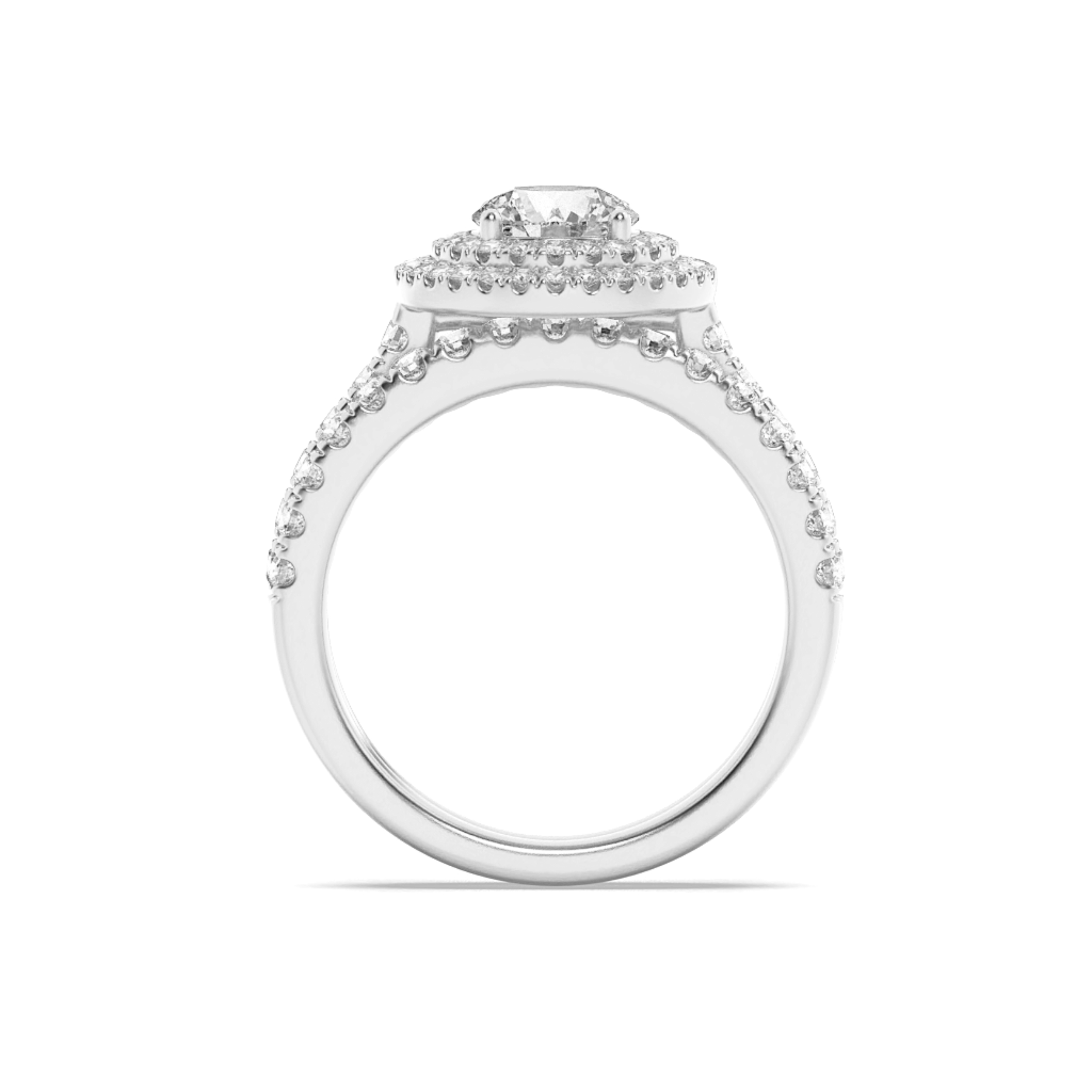 Double Halo Bridal Set Engagement Ring Set  with Oval Shaped Lab Grown Diamond (F/VS) in 14K Gold view 2