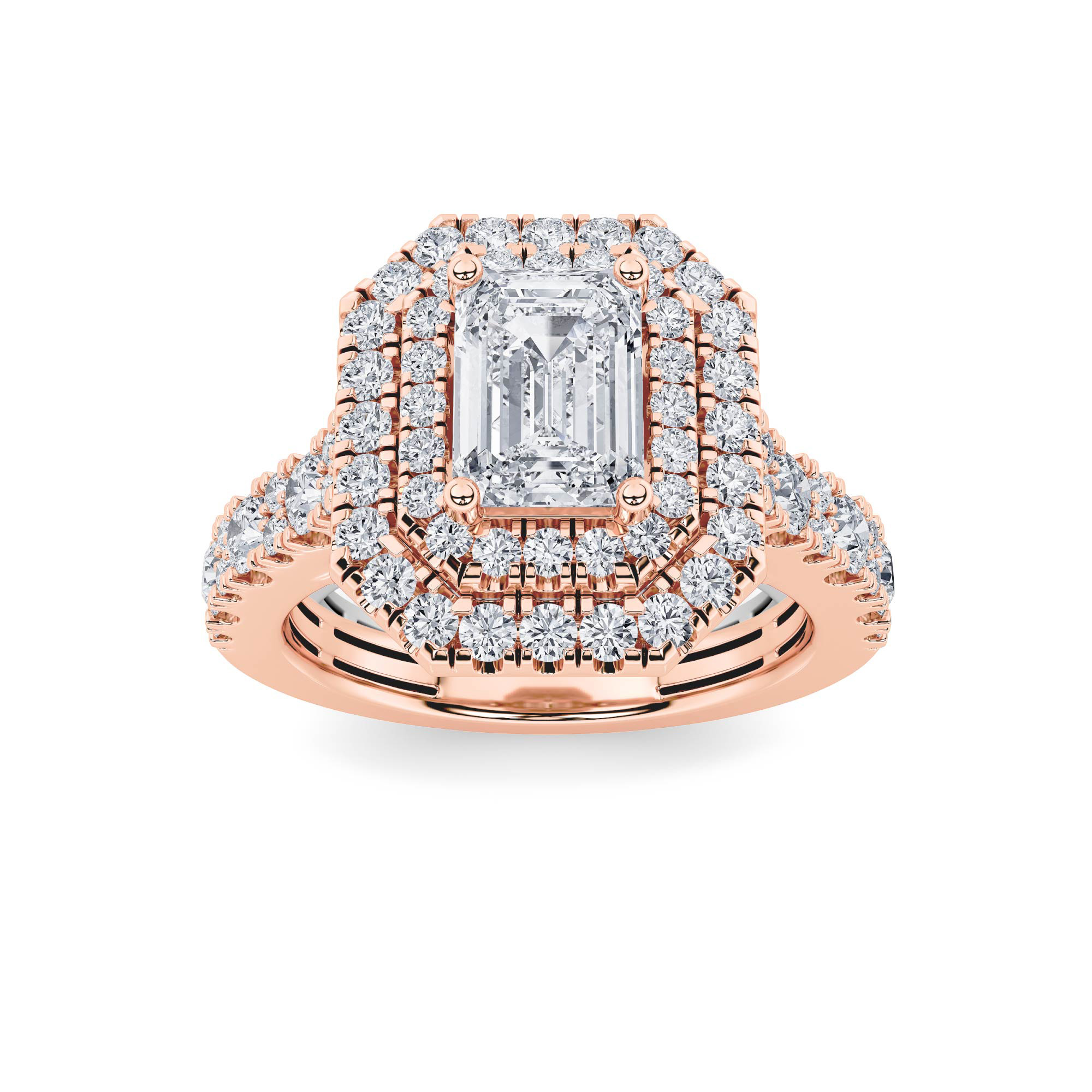 2.00 CT Emerald Diamond Ring in 14K Rose Gold