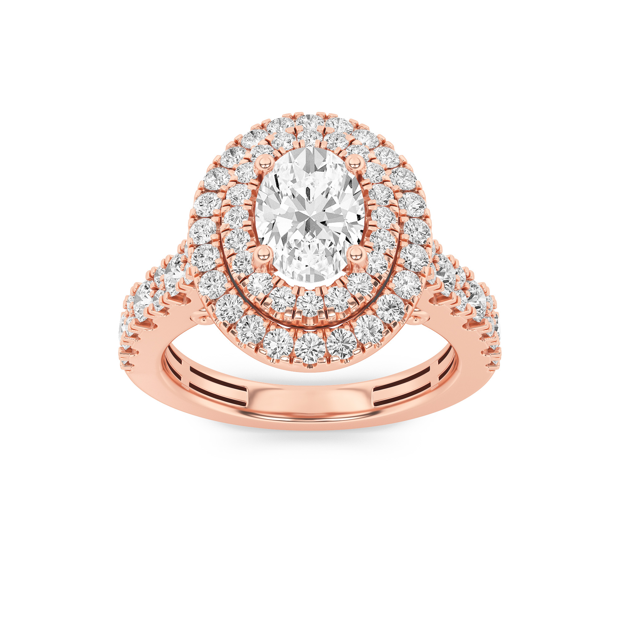 2.00 CT Oval Diamond Ring in 14K Rose Gold