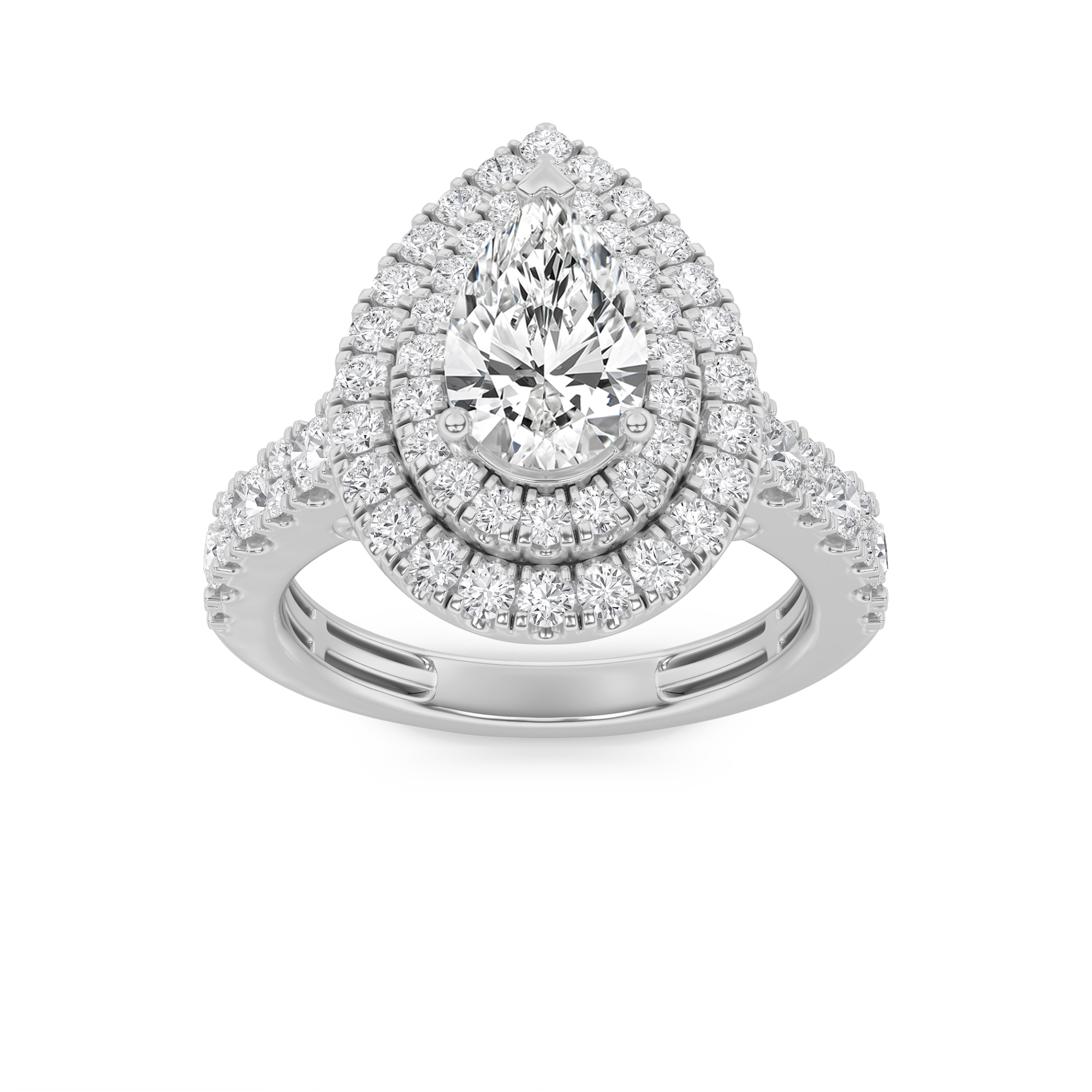 2.00 CT Pear Diamond Ring in 14K White Gold