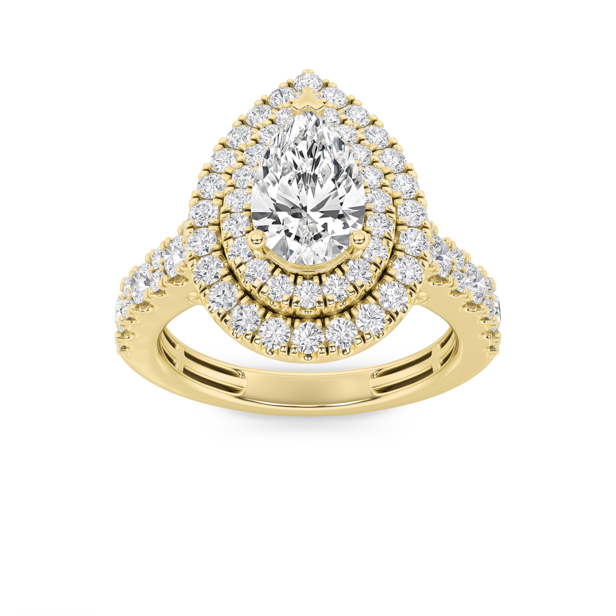 2.00 CT Pear Diamond Ring in 14K Yellow Gold