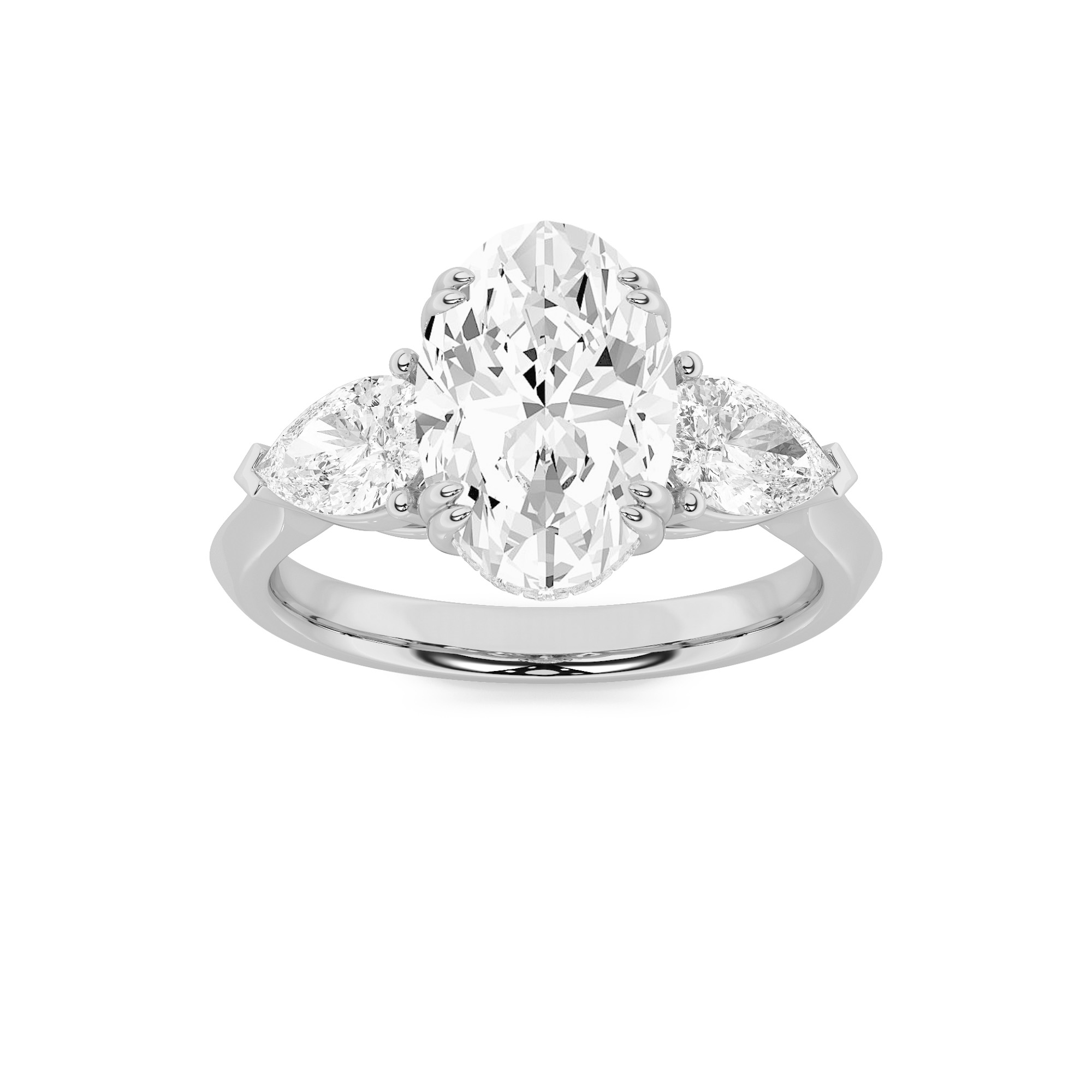 3.00 CT Oval Diamond Ring in 14K White Gold