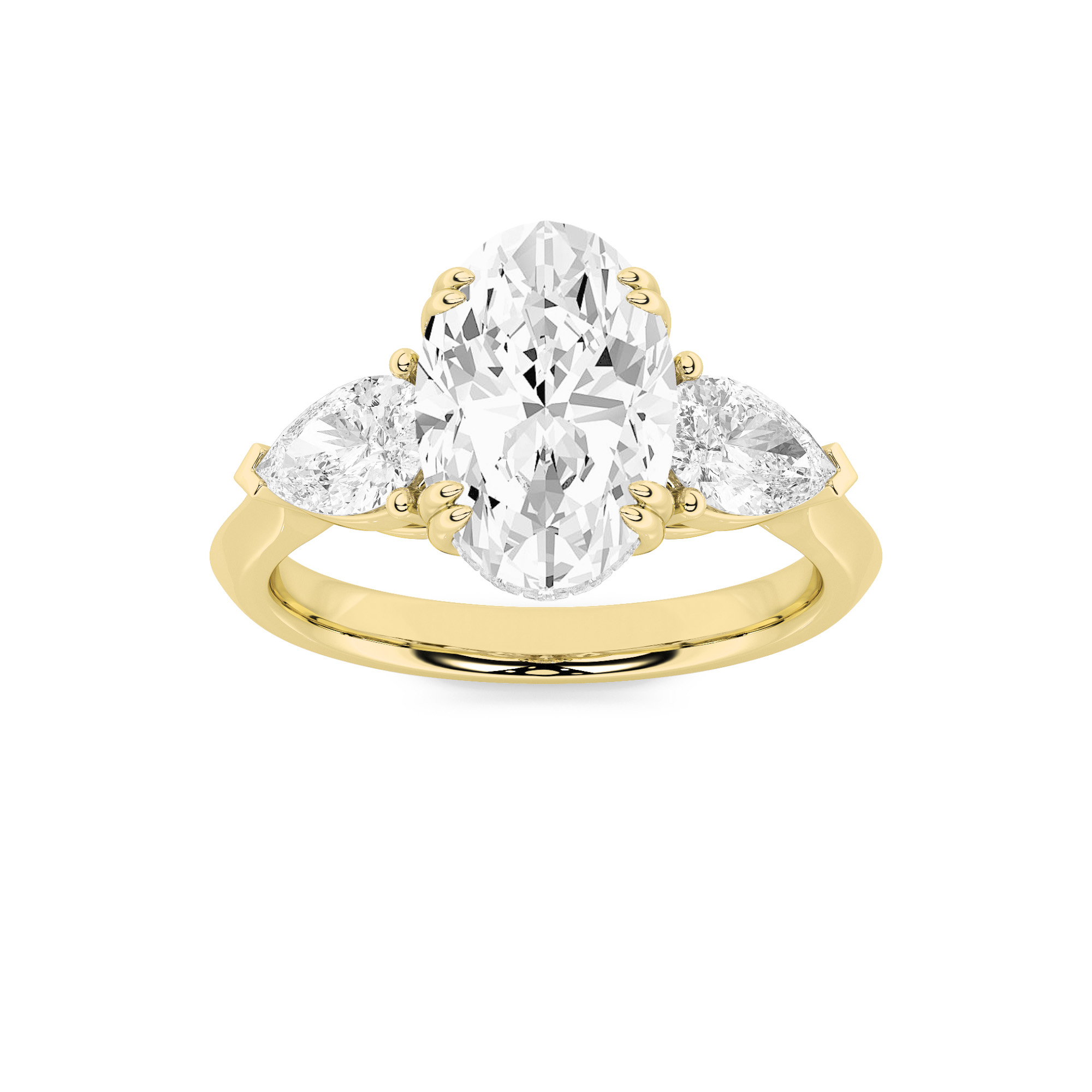 3.00 CT Oval Diamond Ring in 14K Yellow Gold