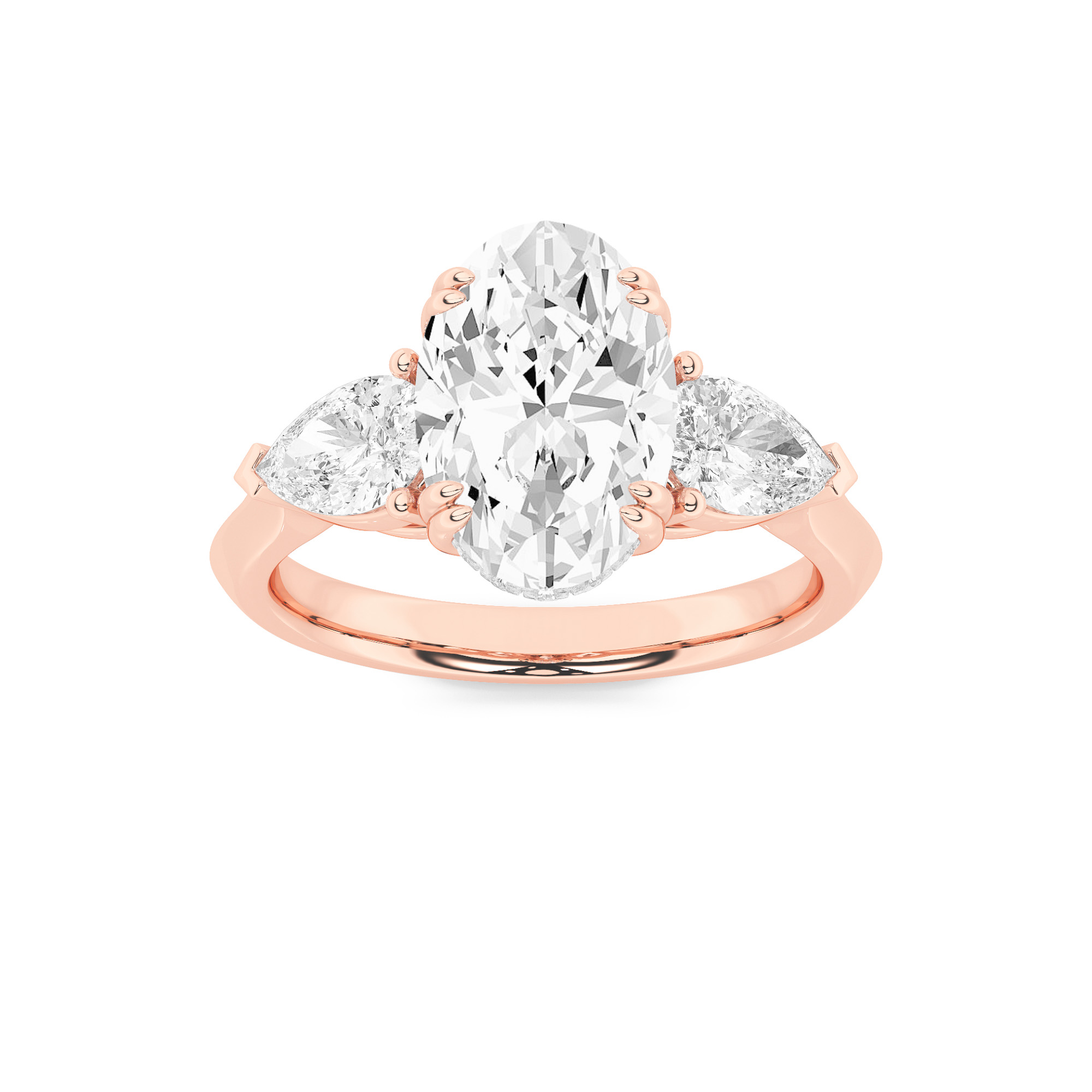 3.00 CT Oval Diamond Ring in 14K Rose Gold