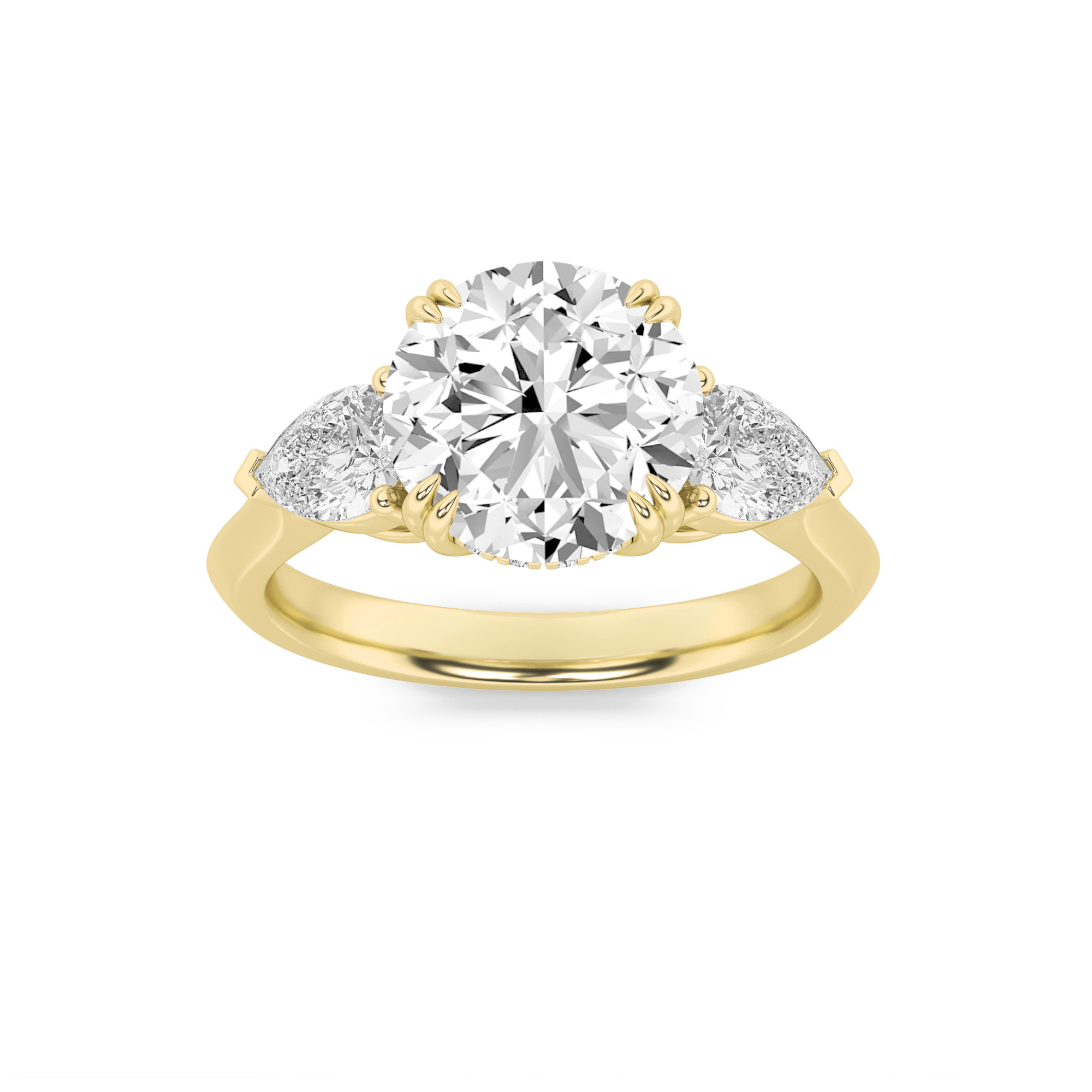 3.00 CT Round Diamond Ring in 14K Yellow Gold
