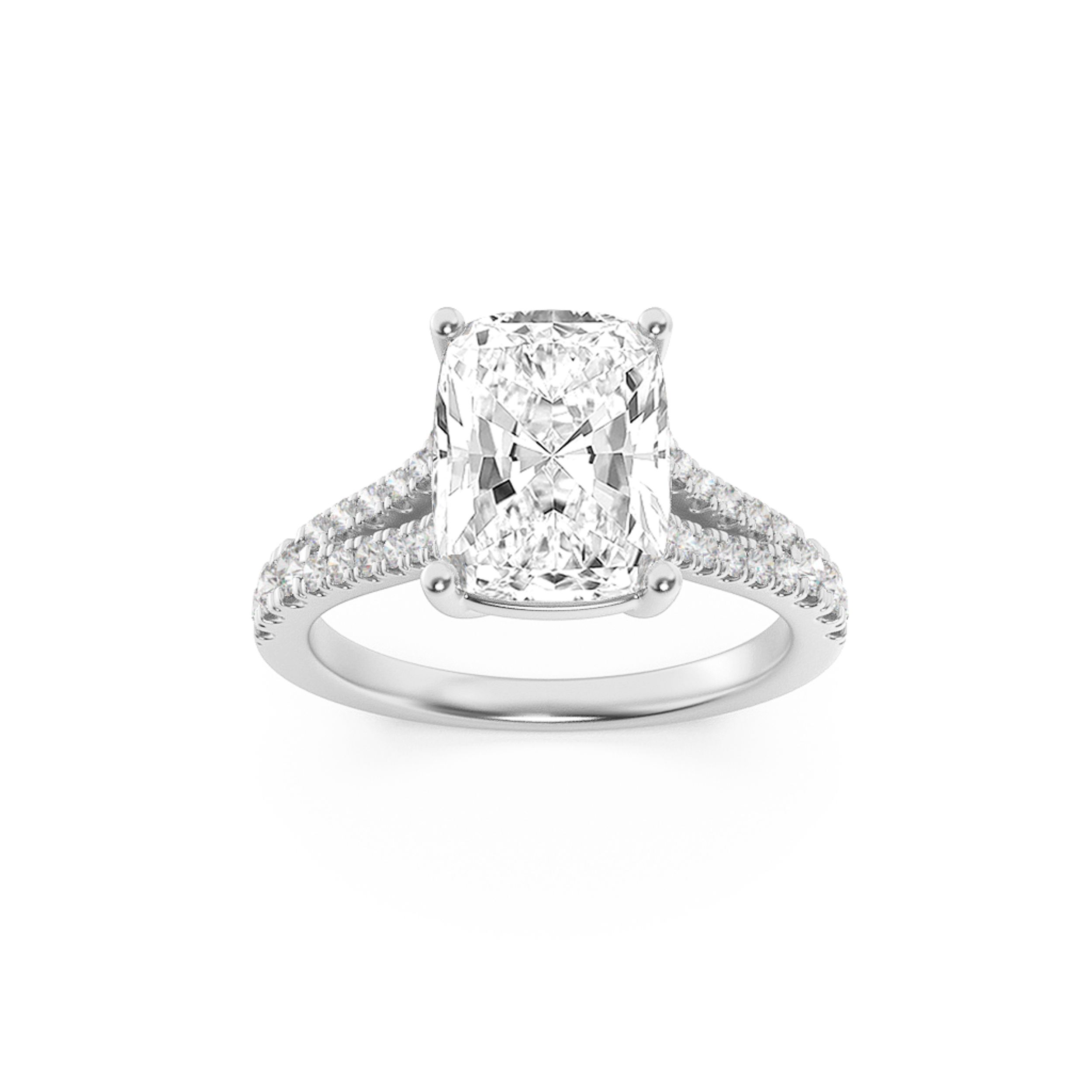 2.25 CT Cushion Diamond Ring in 14K White Gold