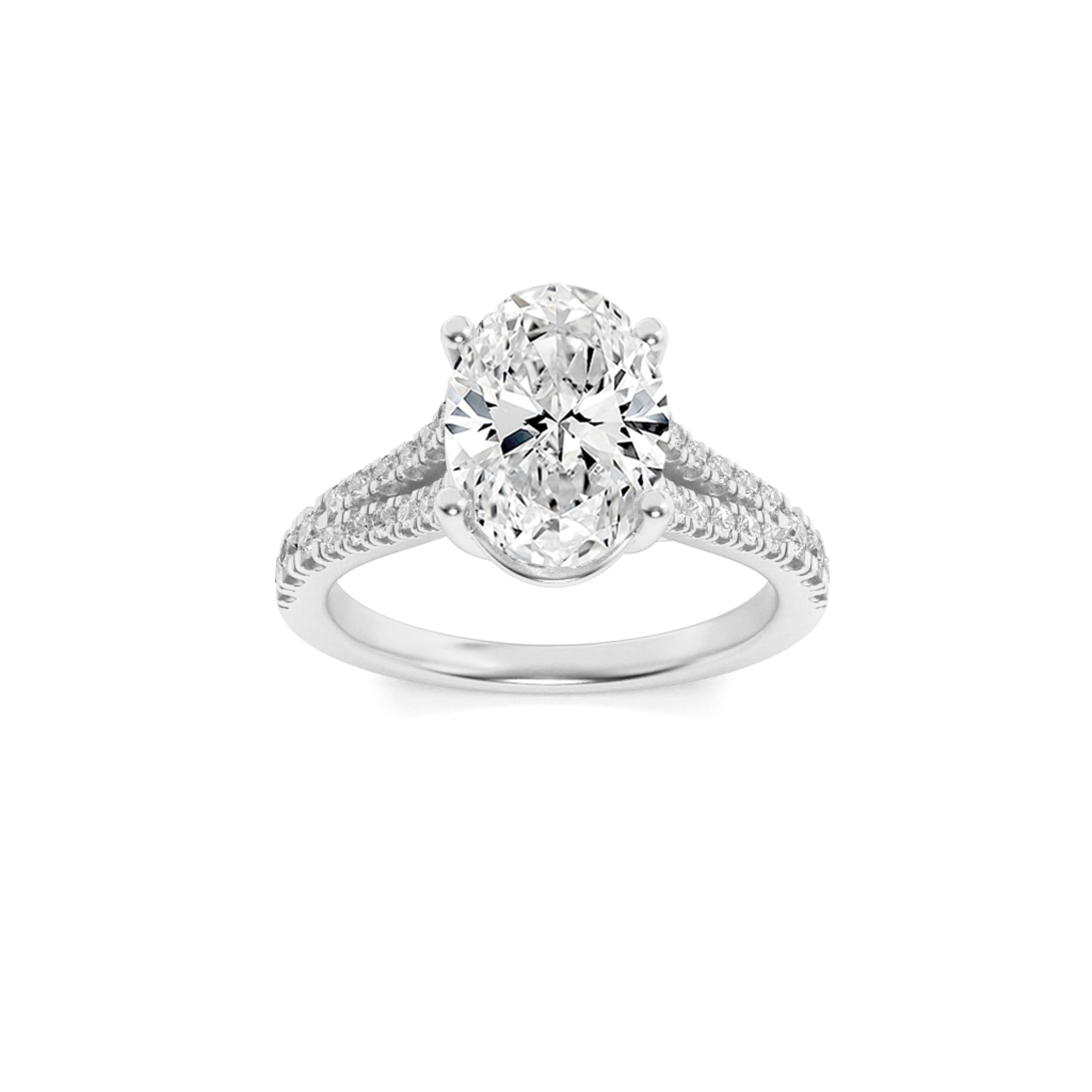 2.00 CT Oval Diamond Ring in 14K White Gold