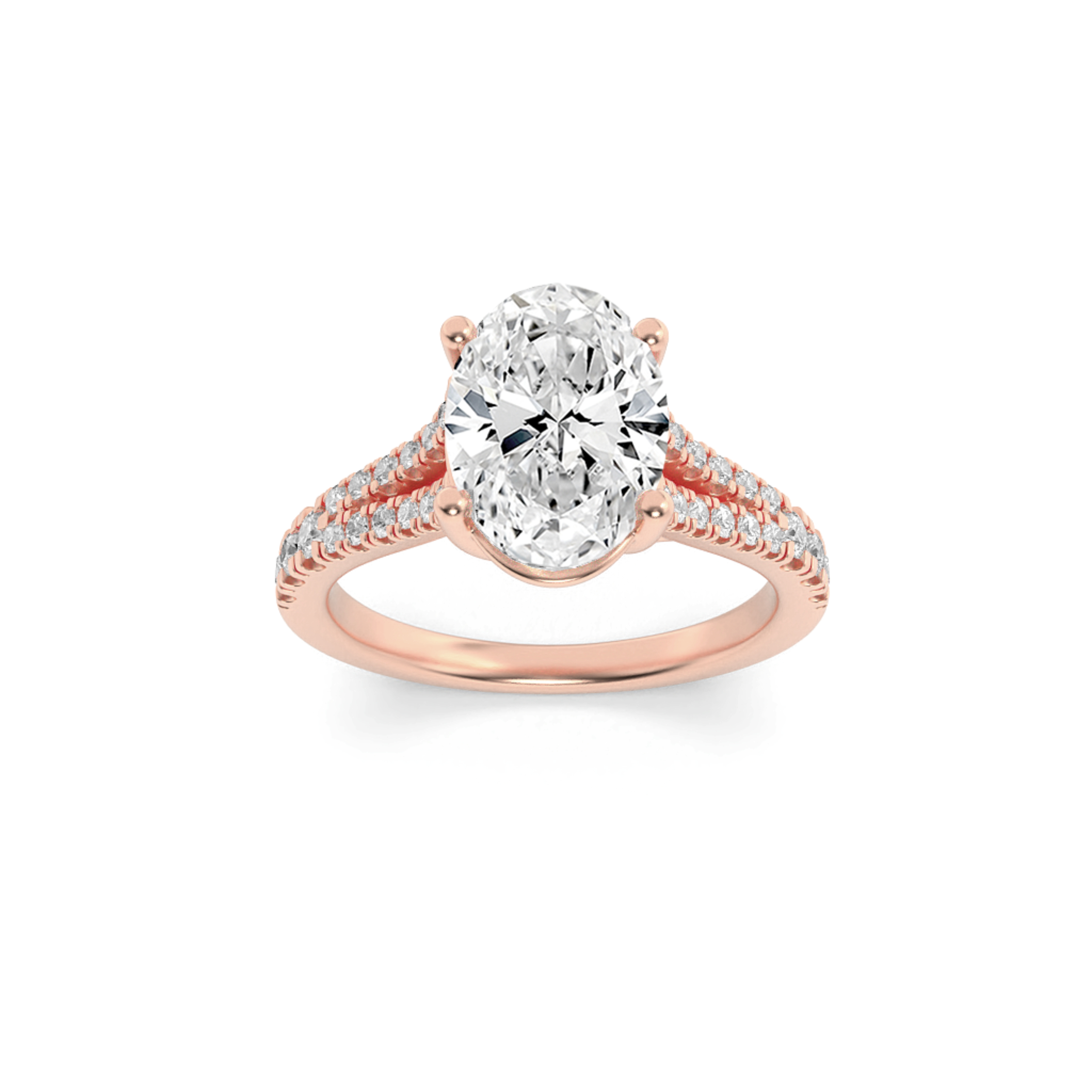2.00 CT Oval Diamond Ring in 14K Rose Gold