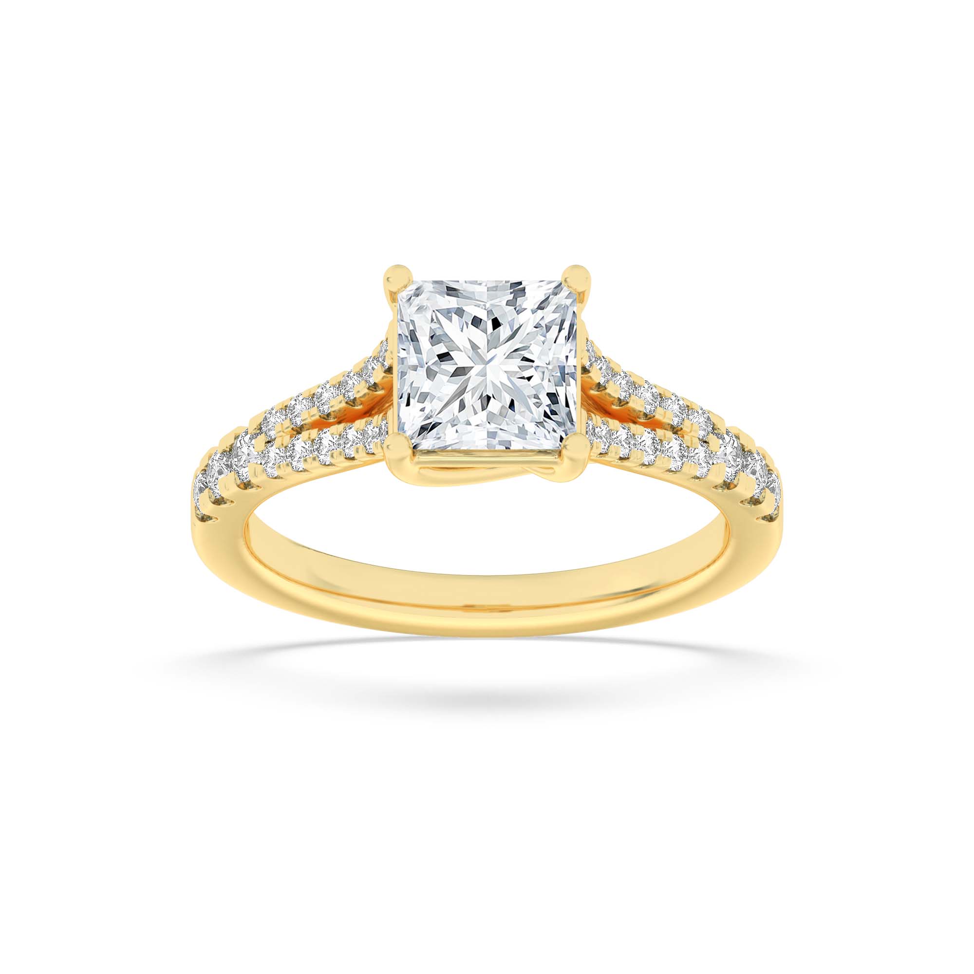 2.00 CT Princess Diamond Ring in 14K Yellow Gold