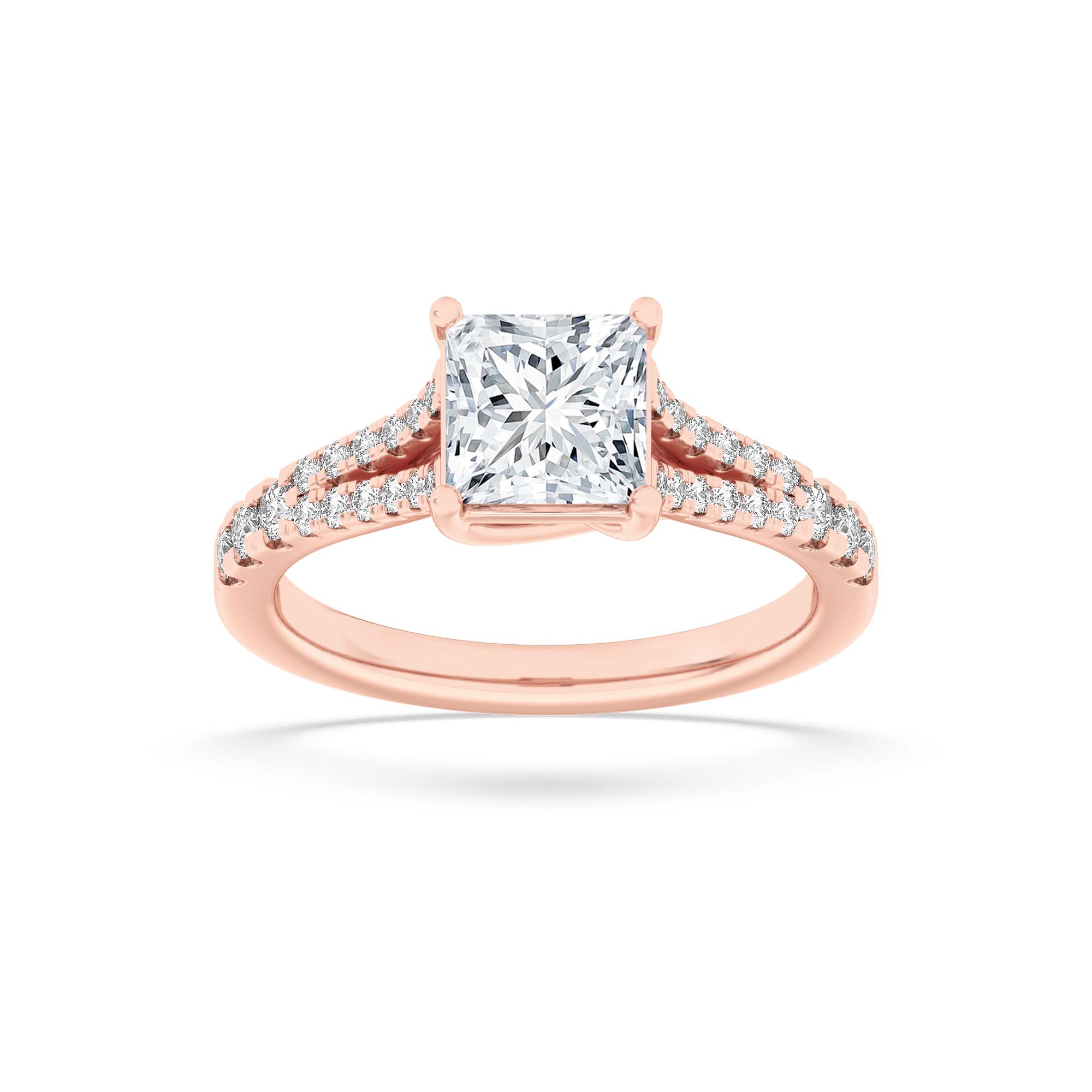 2.00 CT Princess Diamond Ring in 14K Rose Gold