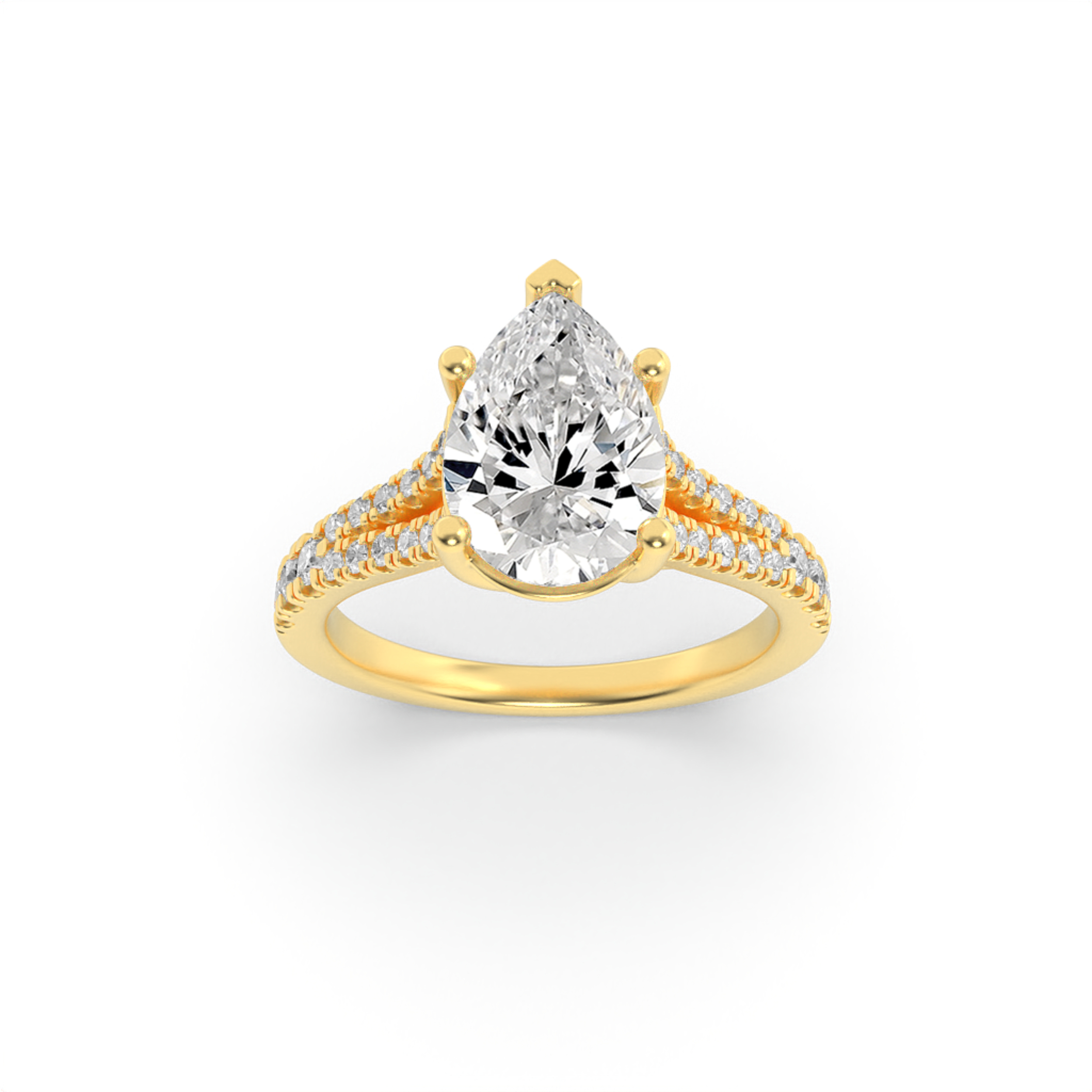 2.00 CT Pear Diamond Ring in 14K Yellow Gold