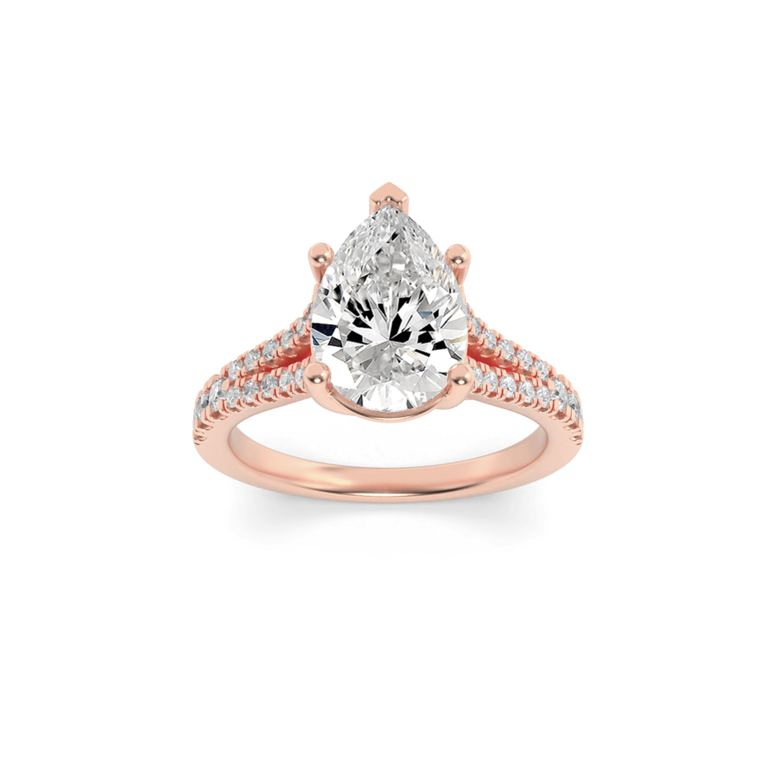 2.00 CT Pear Diamond Ring in 14K Rose Gold