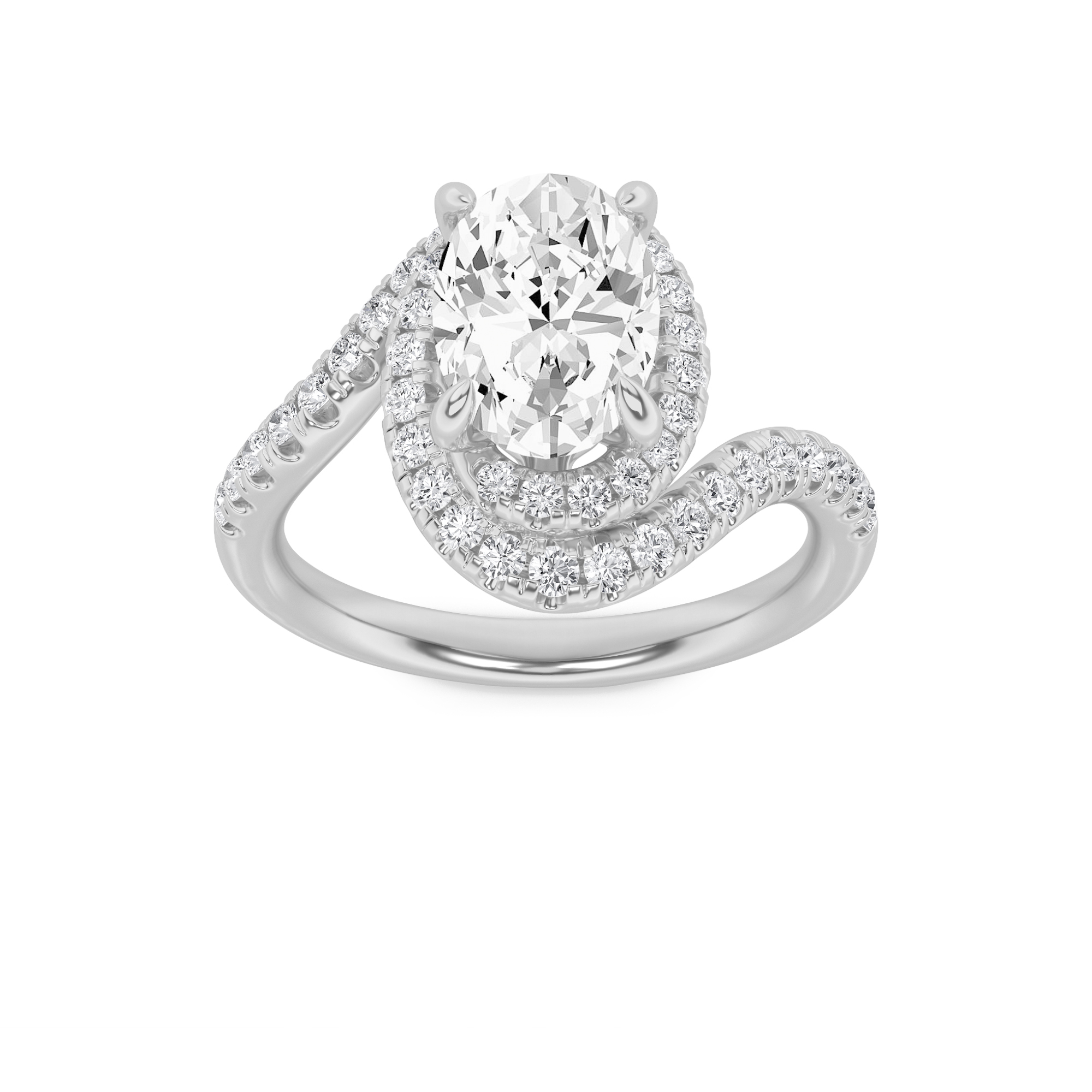 2.00 CT Oval Diamond Ring in 14K White Gold