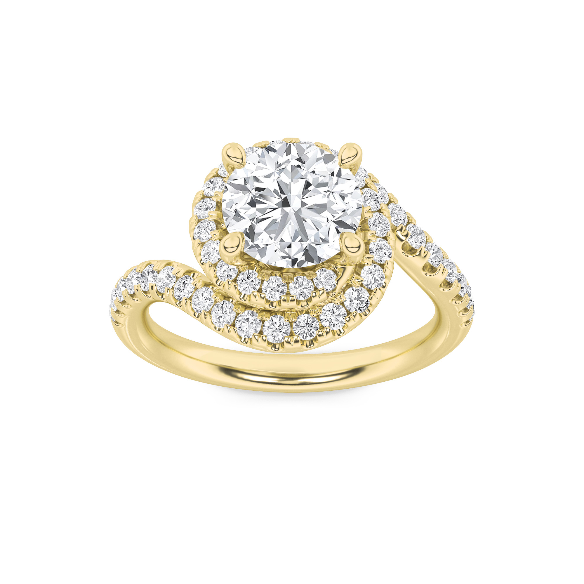 2.00 CT Round Diamond Ring in 14K Yellow Gold