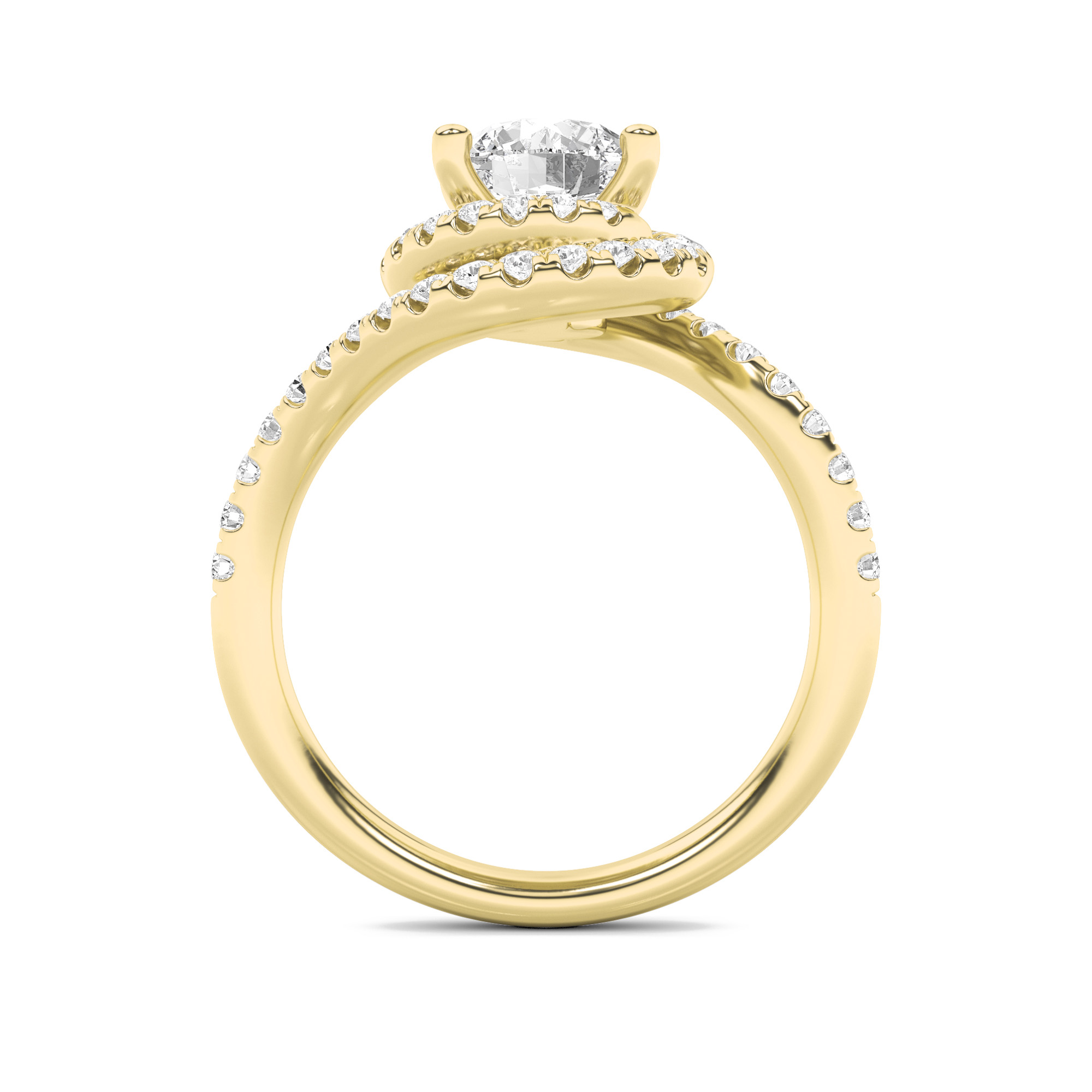 Swirl Accented Engagement Ring  with Oval Shaped Lab Grown Diamond (F/VS) in 14K Gold view 3