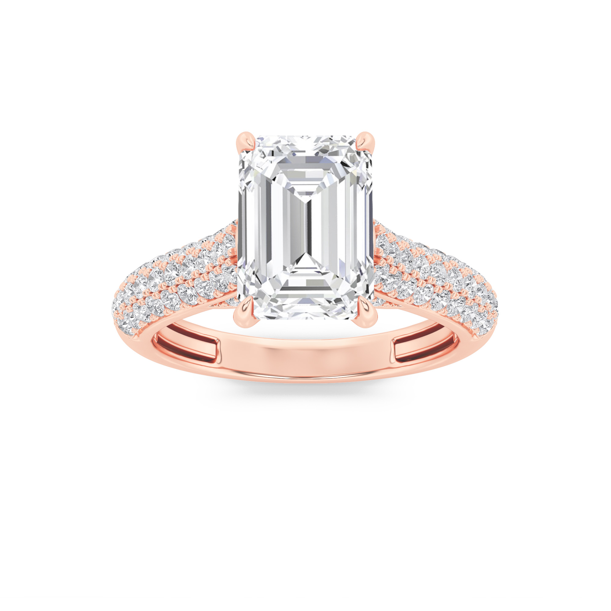 2.50 CT Emerald Diamond Ring in 14K Rose Gold