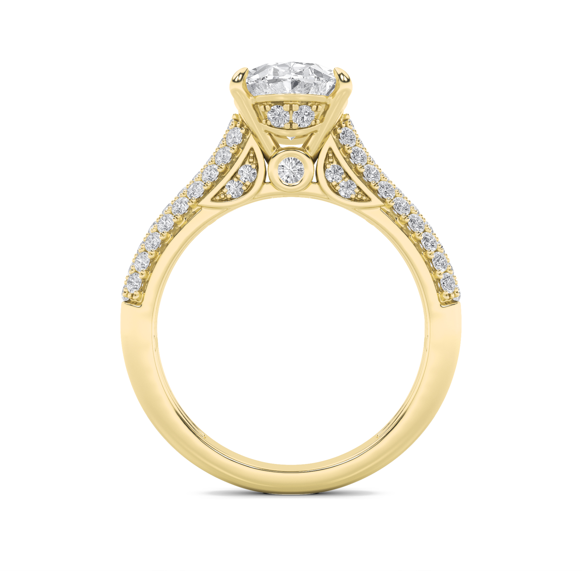Hidden Halo Accented Engagement Ring  with Round Shaped Lab Grown Diamond (F/VS) in 14K Gold view 4