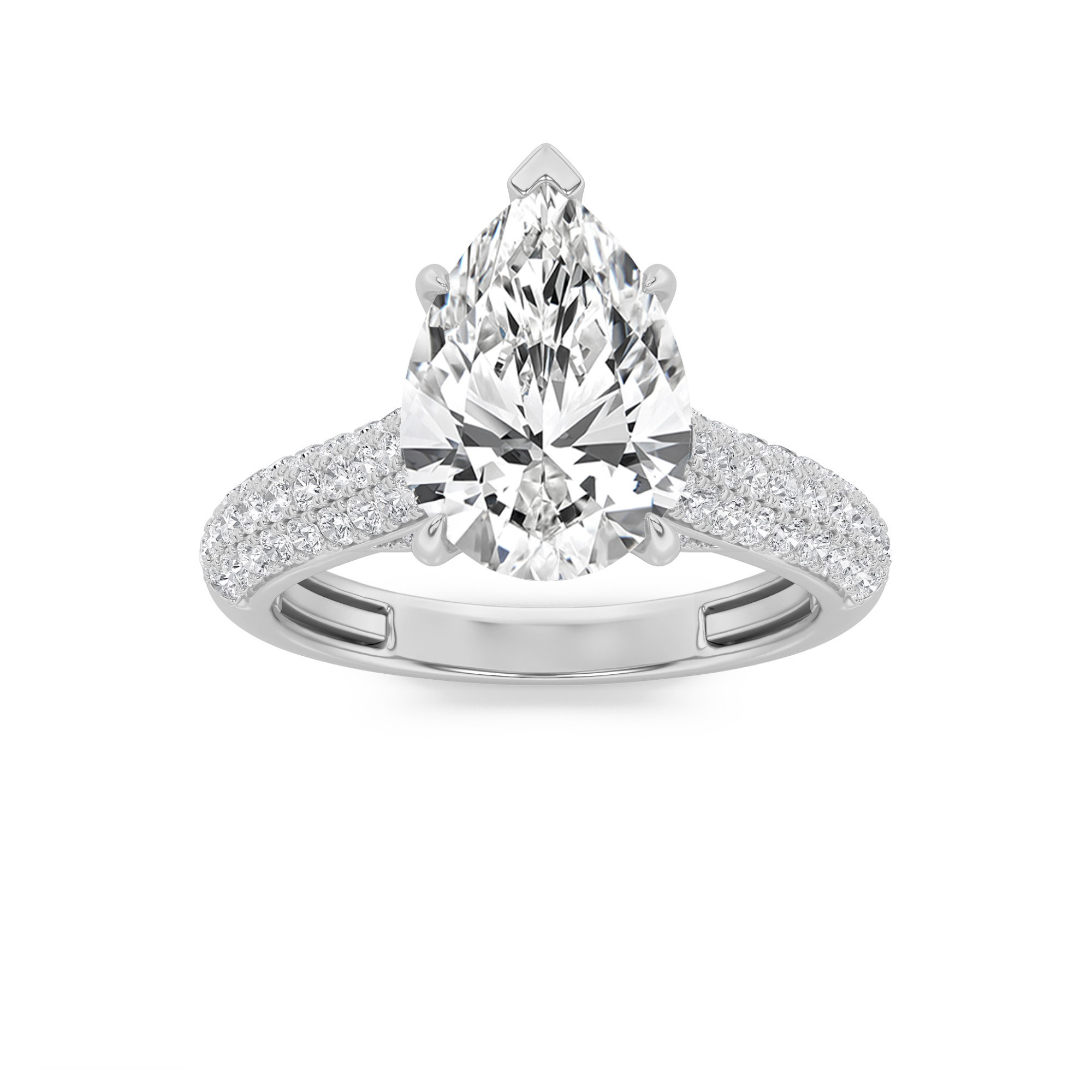 2.50 CT Pear Diamond Ring in 14K White Gold