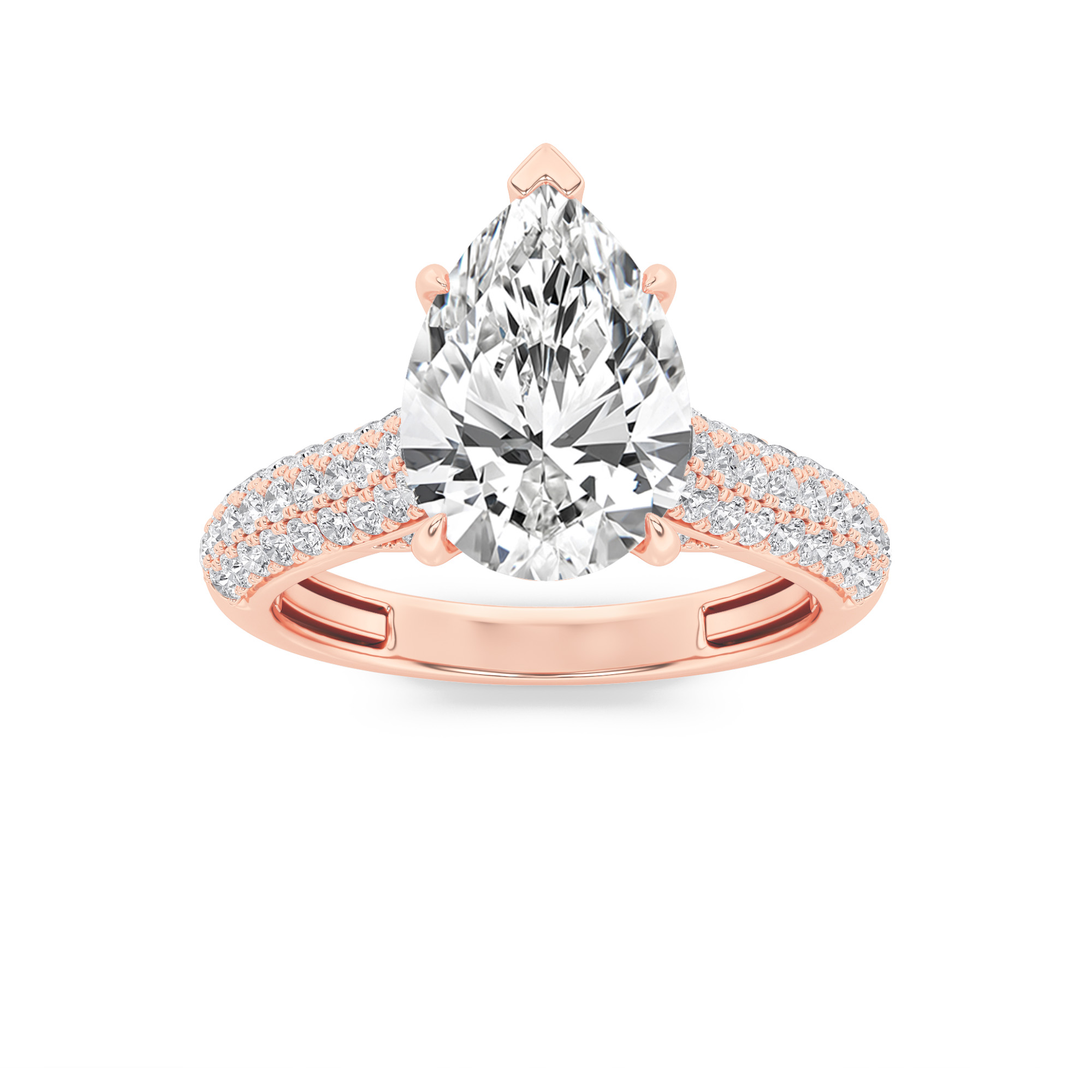 2.50 CT Pear Diamond Ring in 14K Rose Gold