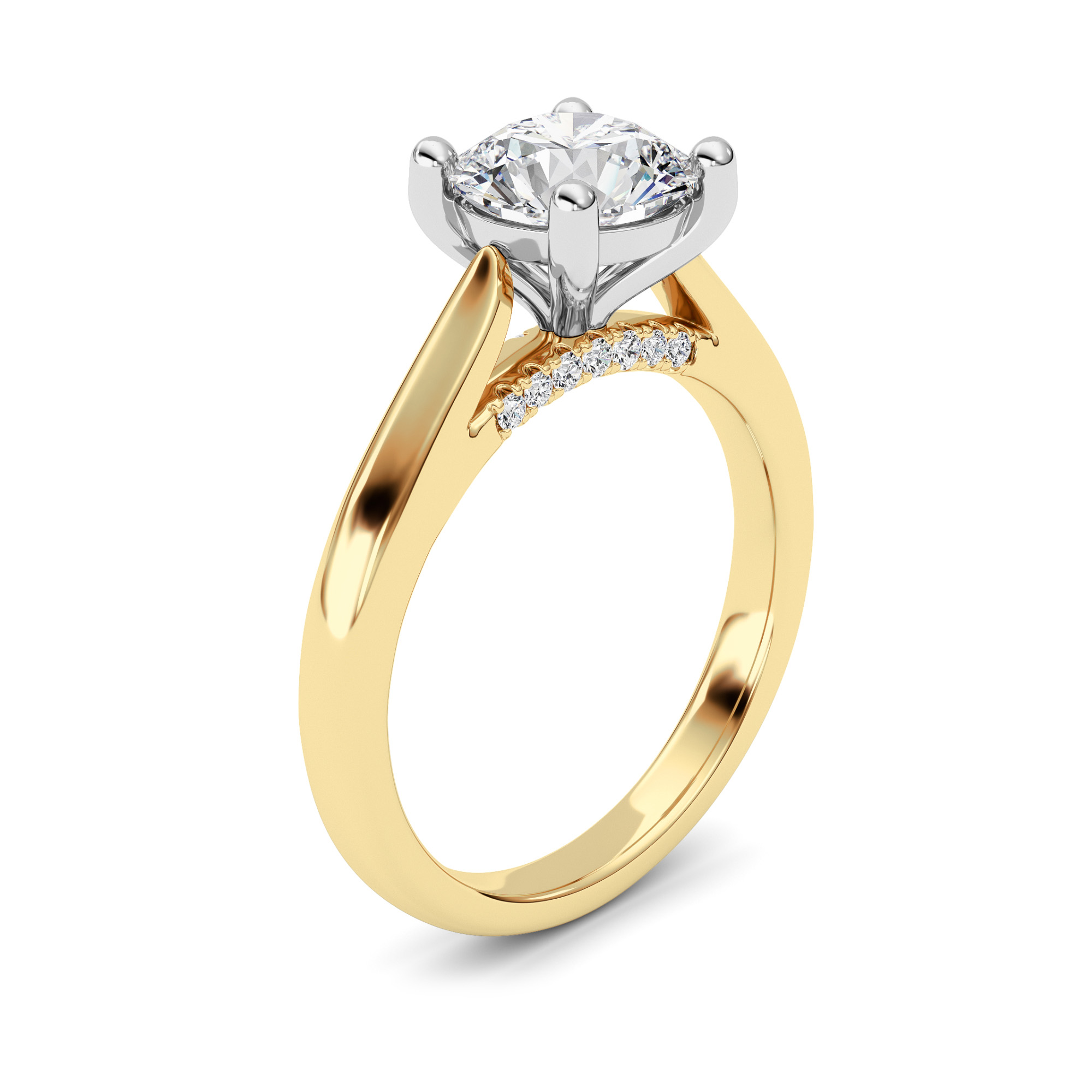 2.00 CT Round Diamond Ring in 14K Yellow Gold|14K White Gold
