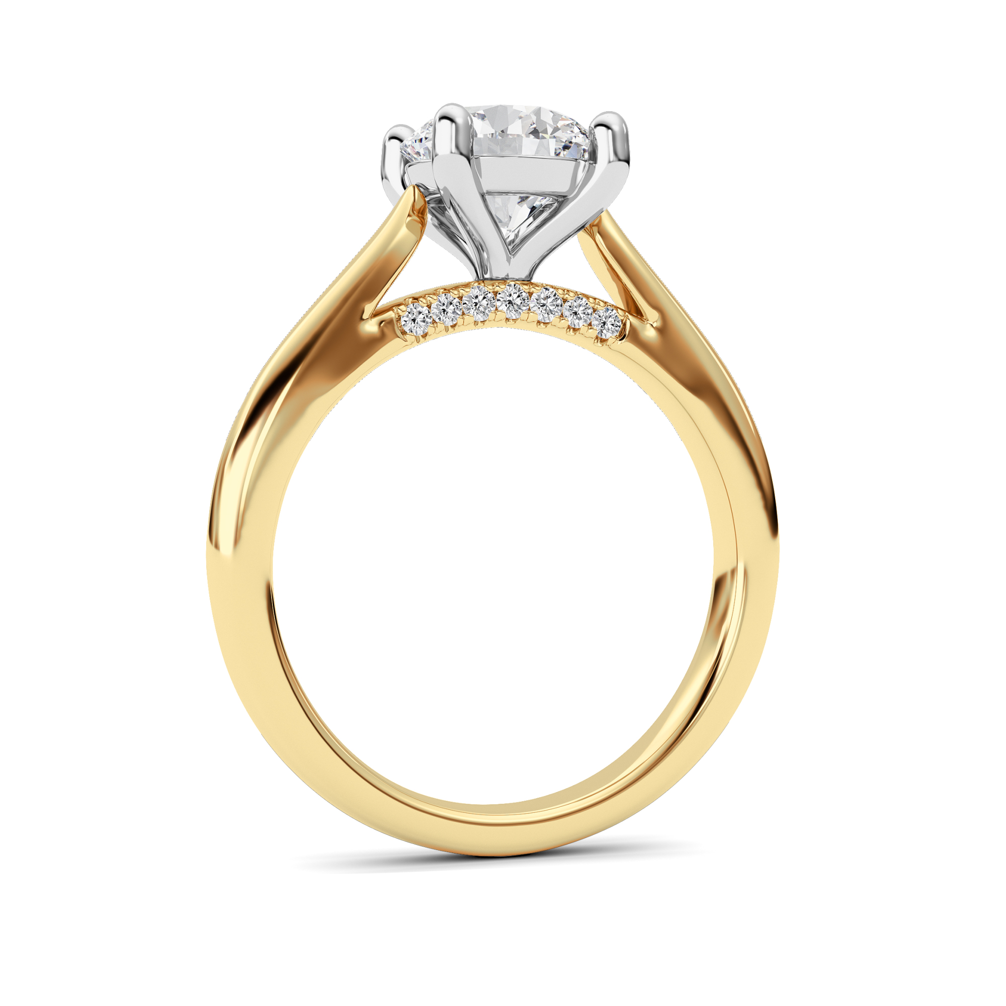 Cathedral Shank Round Solitaire Ring view 4