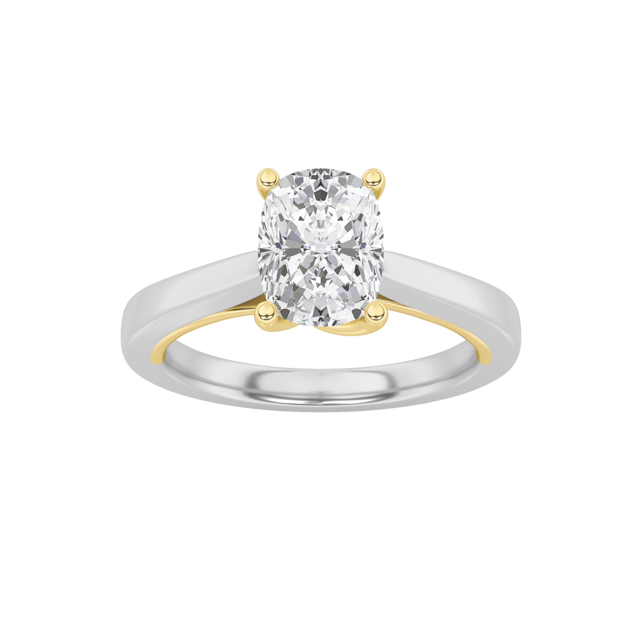 1.00 CT Cushion Diamond Ring in 14K White Gold|14K Yellow Gold