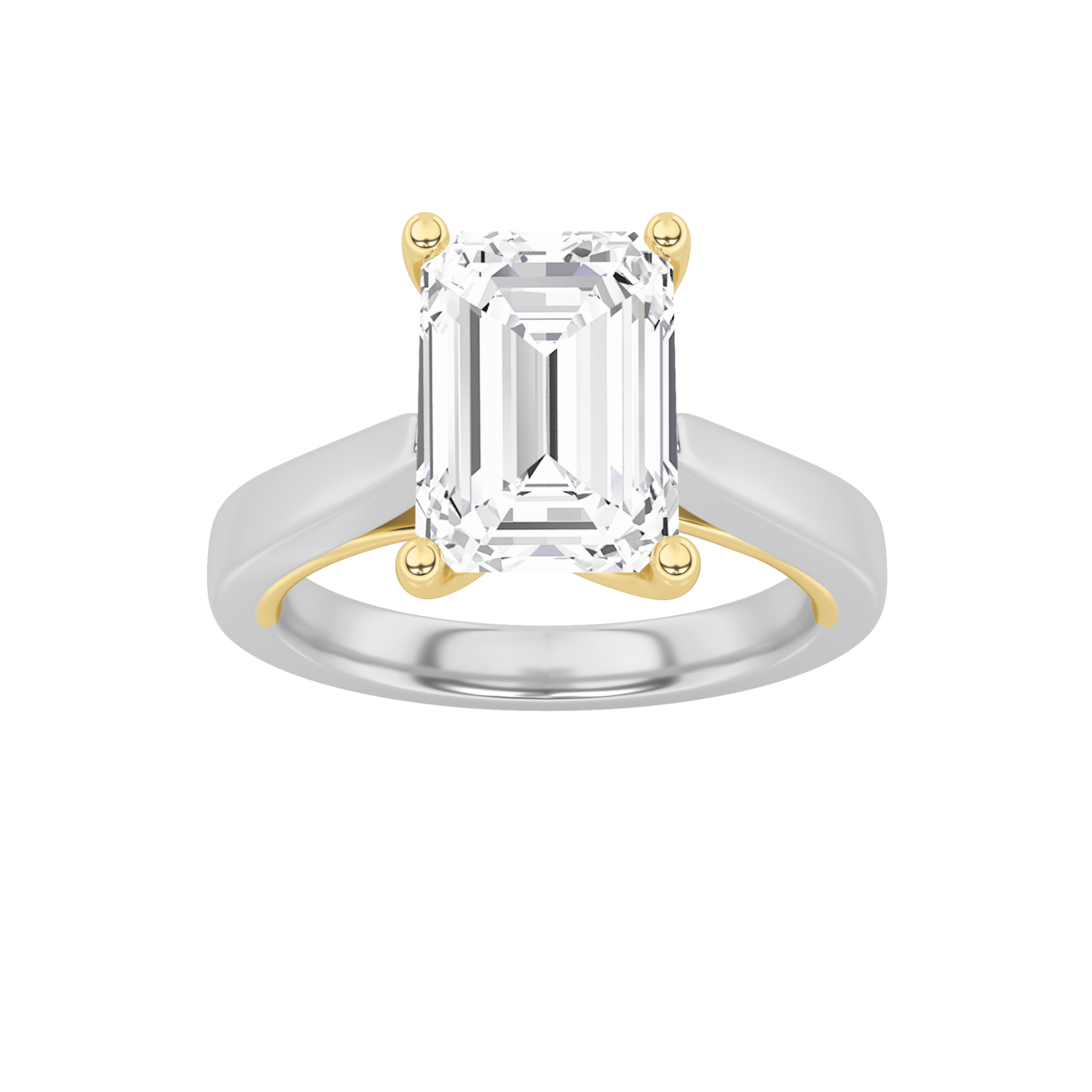 2.00 CT Emerald Diamond Ring in 14K White Gold|14K Yellow Gold