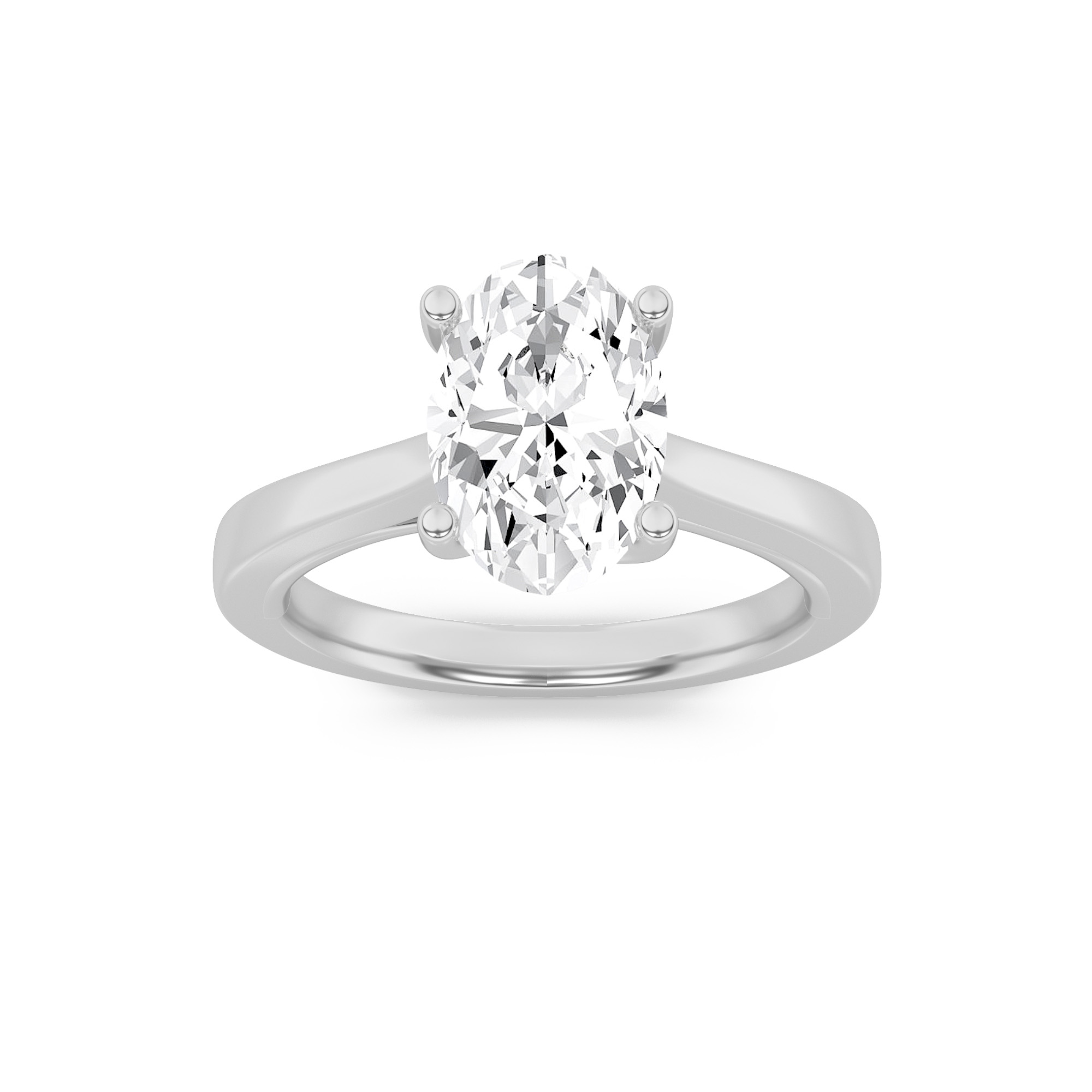 3.00 CT Oval Diamond Ring in 14K White Gold