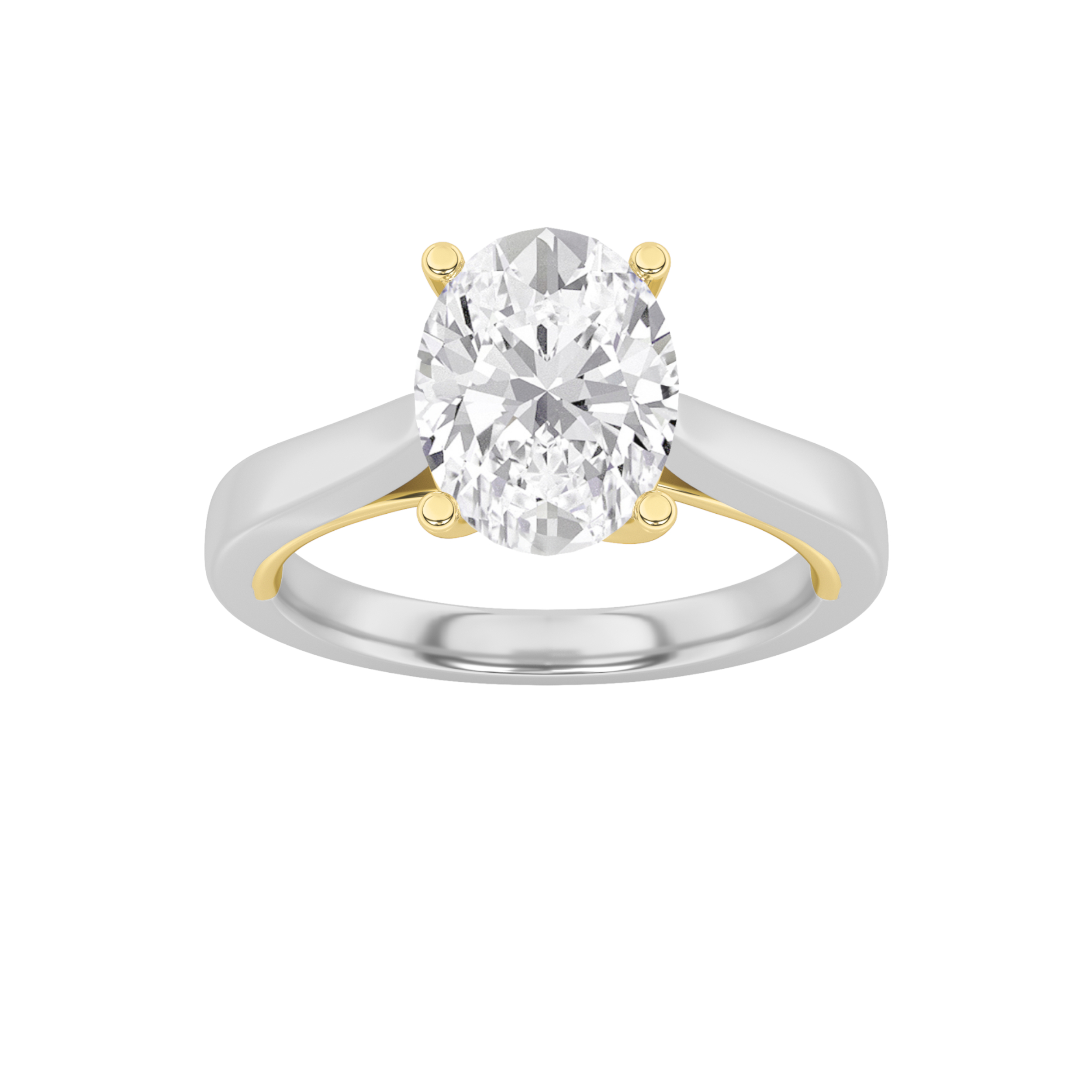 3.00 CT Oval Diamond Ring in 14K White Gold|14K Yellow Gold