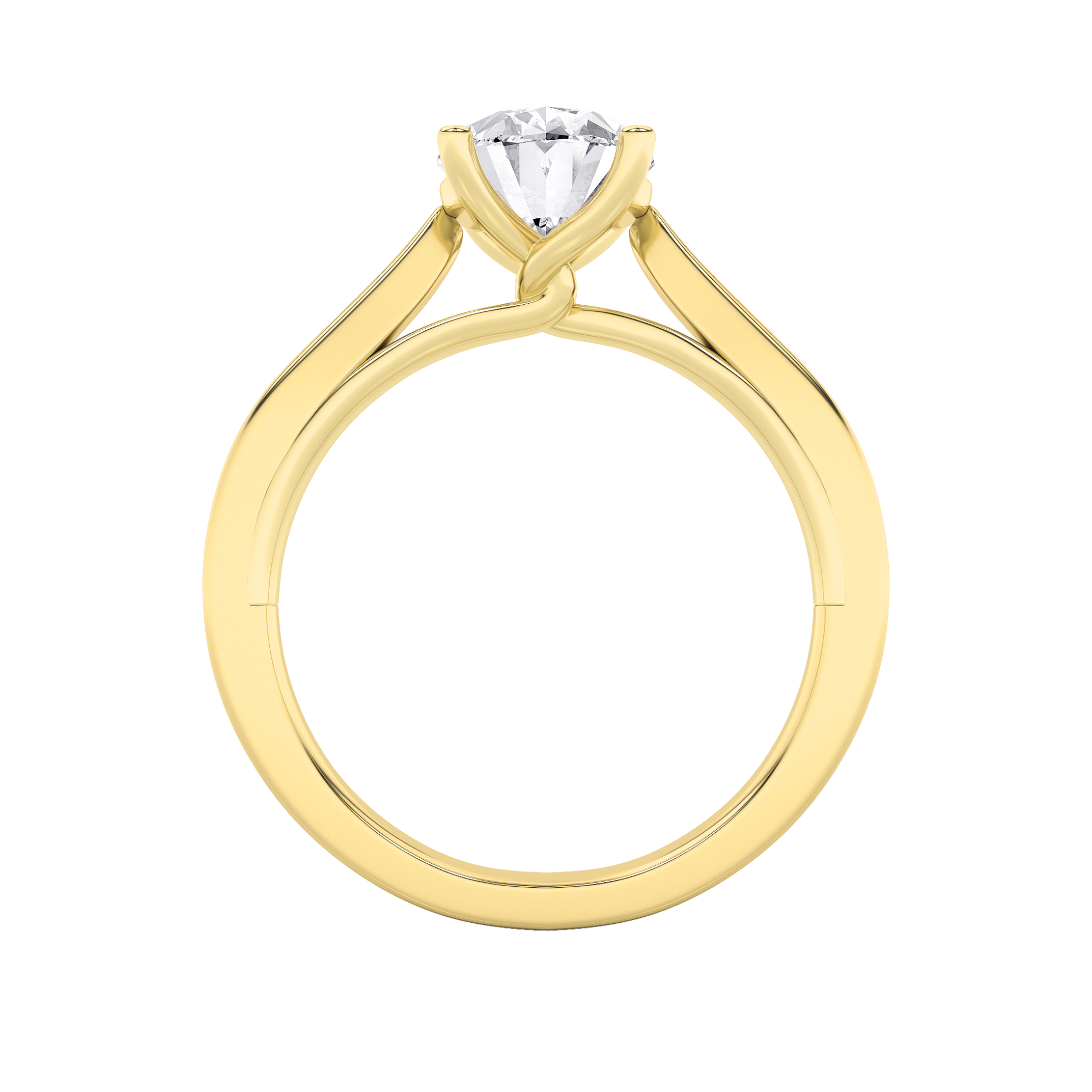 Two Tone Twisted Basket Cathedral Shank Solitaire Ring  with Elongated Cushion Shaped Lab Grown Diamond (F/VS) in 14K Go view 3