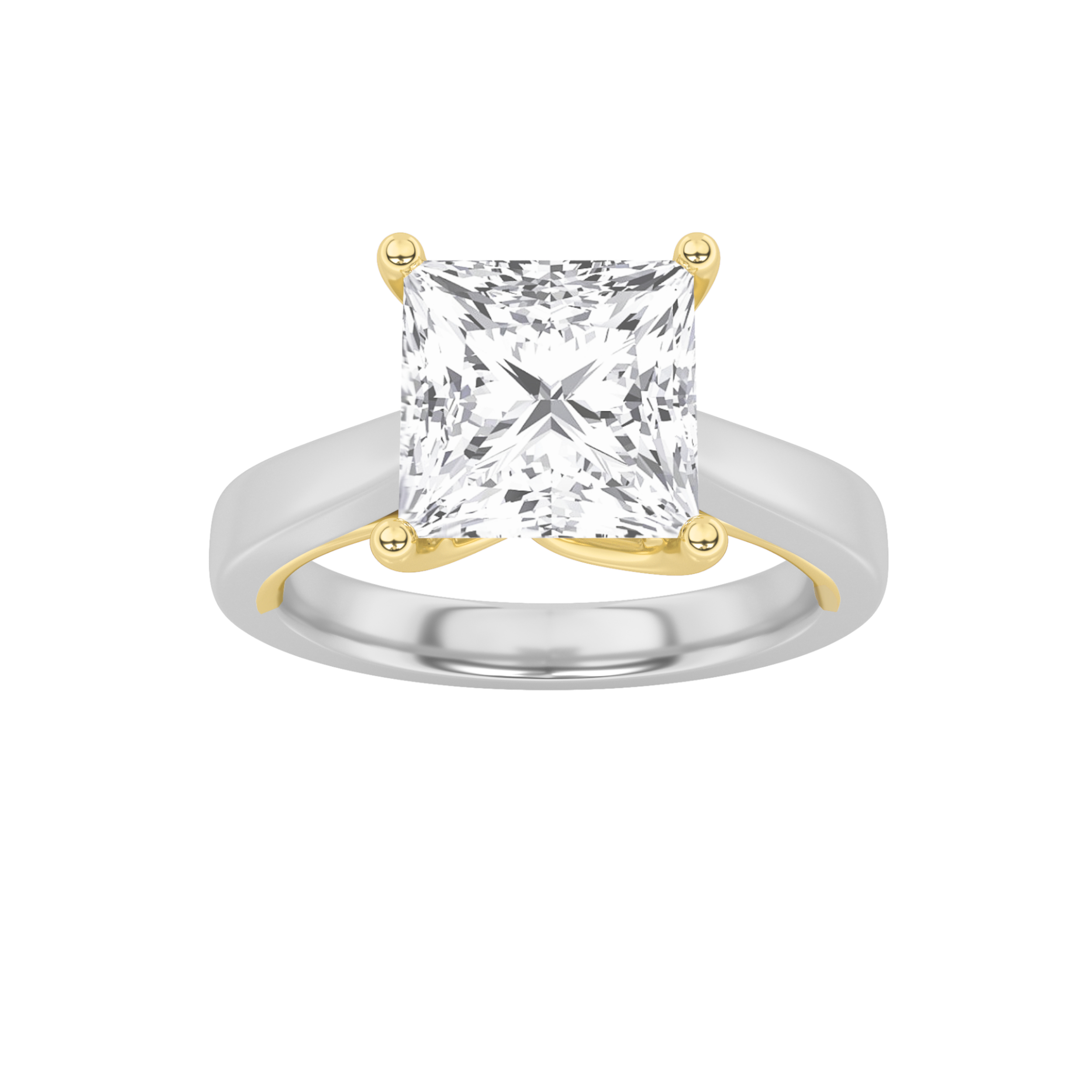 1.00 CT Princess Diamond Ring in 14K White Gold|14K Yellow Gold