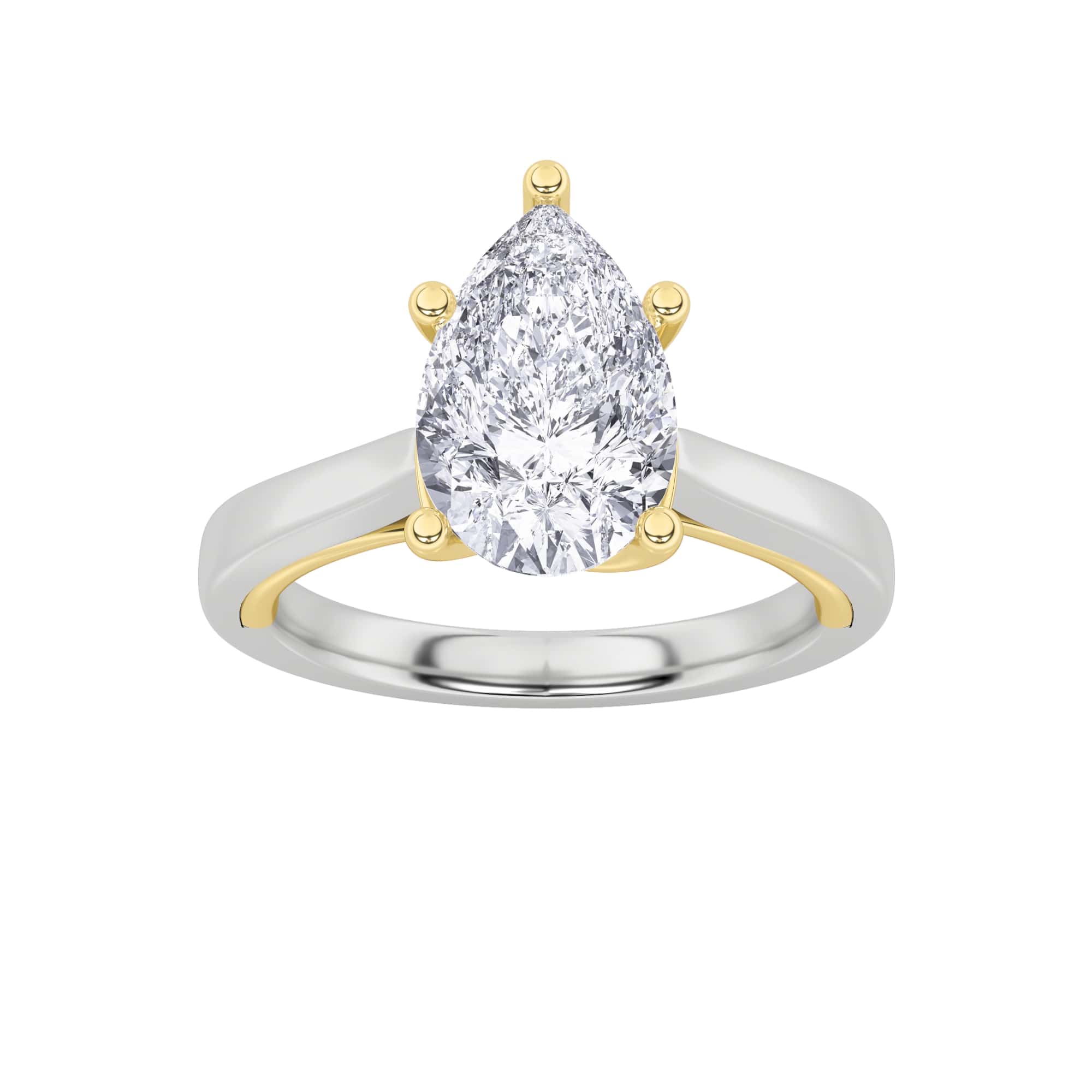 1.00 CT Pear Diamond Ring in 14K White Gold|14K Yellow Gold