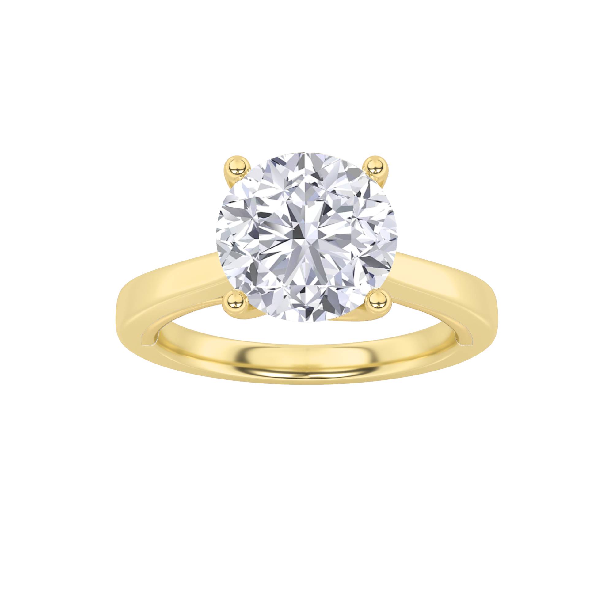 3.00 CT Round Diamond Ring in 14K Yellow Gold