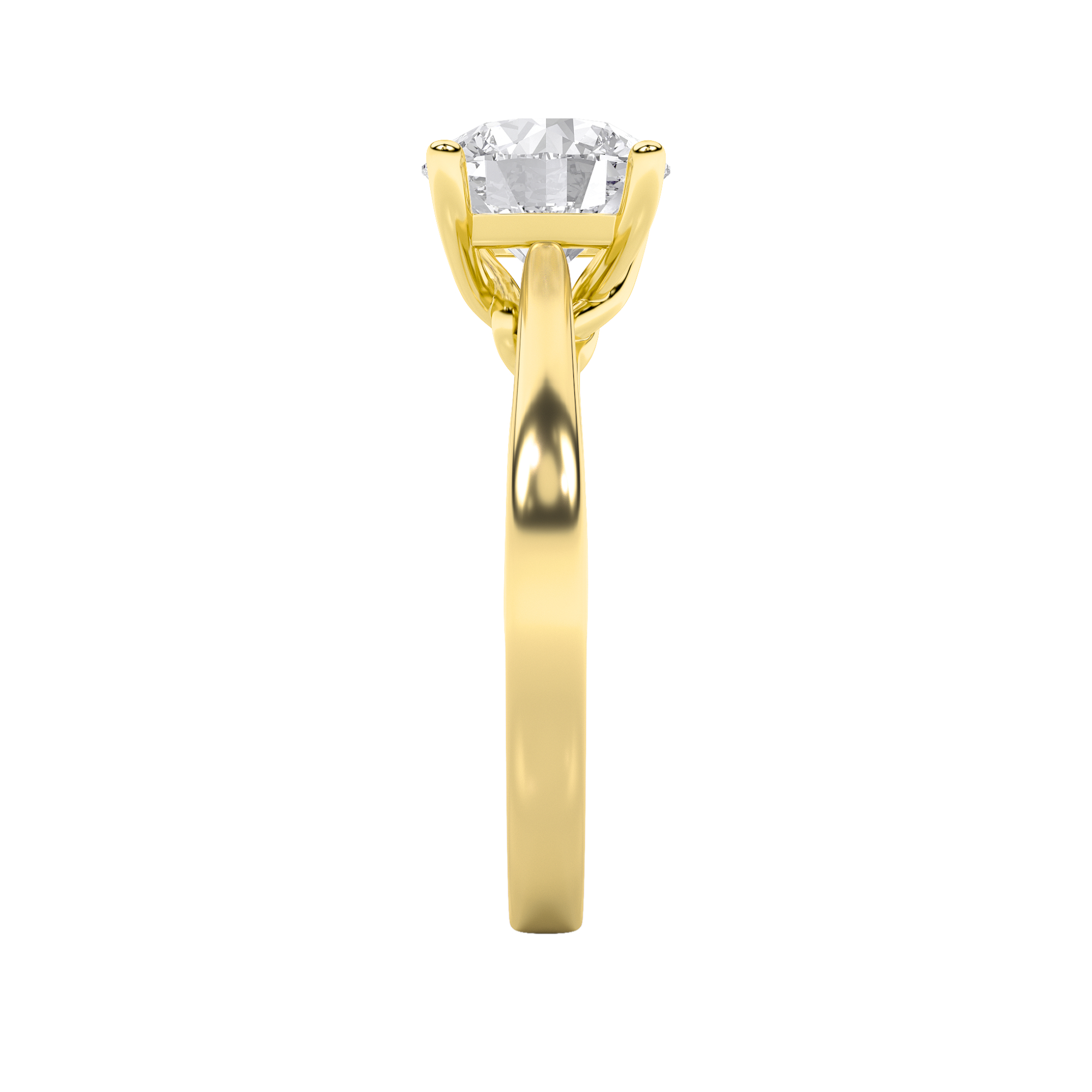 Two Tone Twisted Basket Cathedral Shank Solitaire Ring  with Elongated Cushion Shaped Lab Grown Diamond (F/VS) in 14K Go view 4