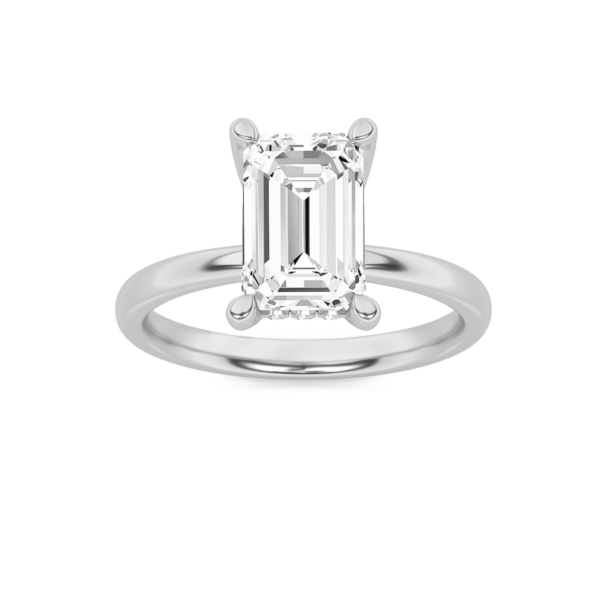 2.00 CT Emerald Diamond Ring in 14K White Gold