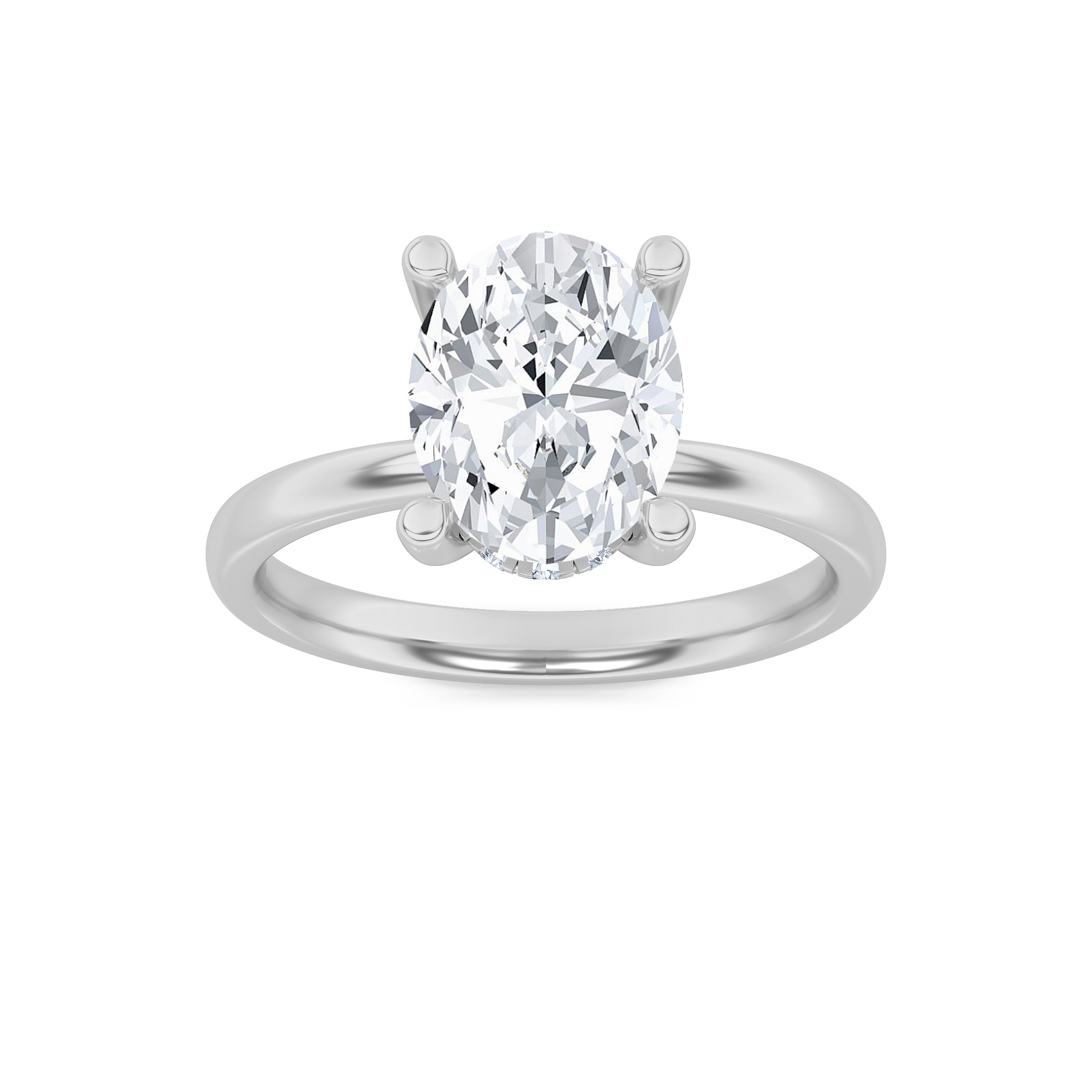 2.00 CT Oval Diamond Ring in 14K White Gold