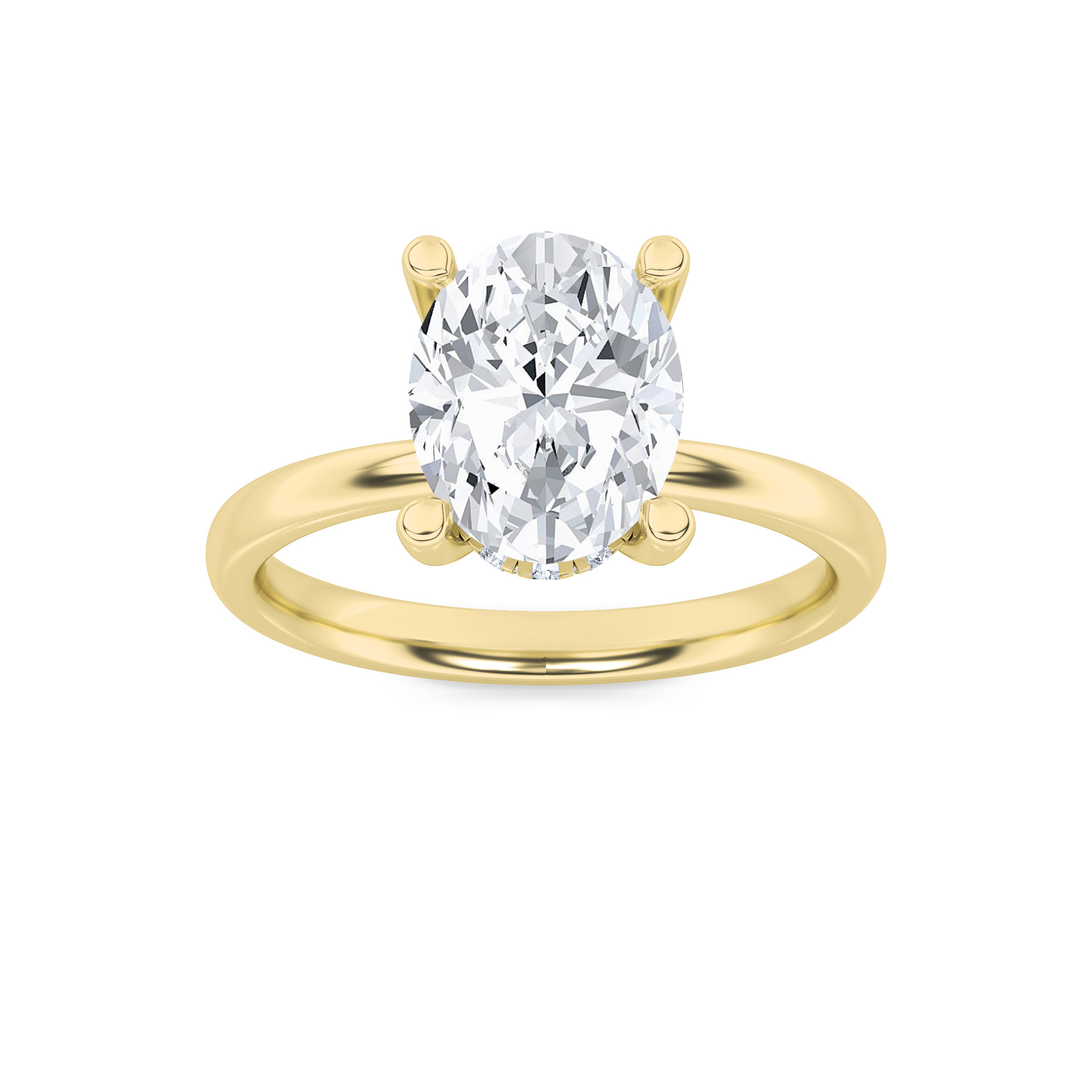 2.00 CT Oval Diamond Ring in 14K Yellow Gold