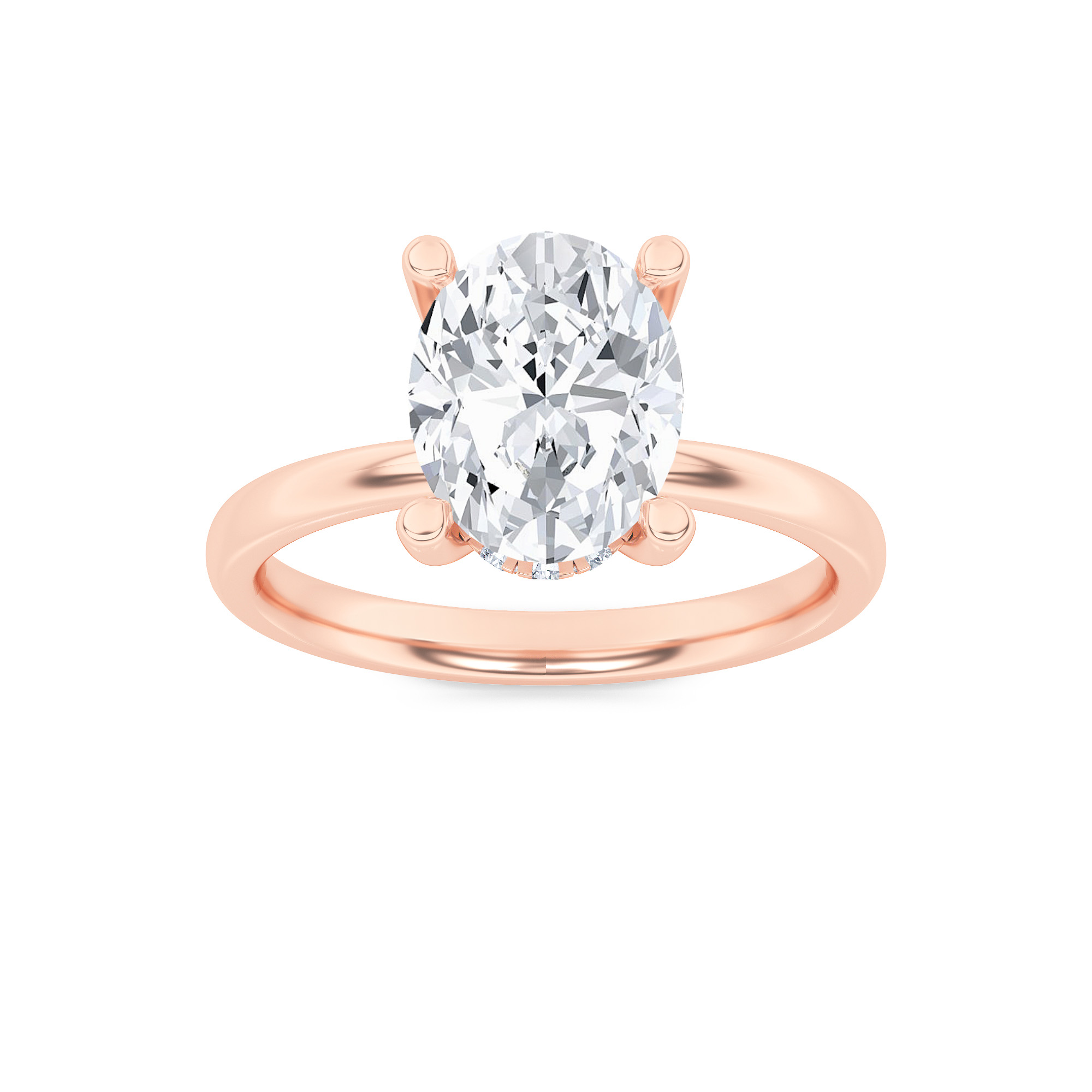 2.00 CT Oval Diamond Ring in 14K Rose Gold