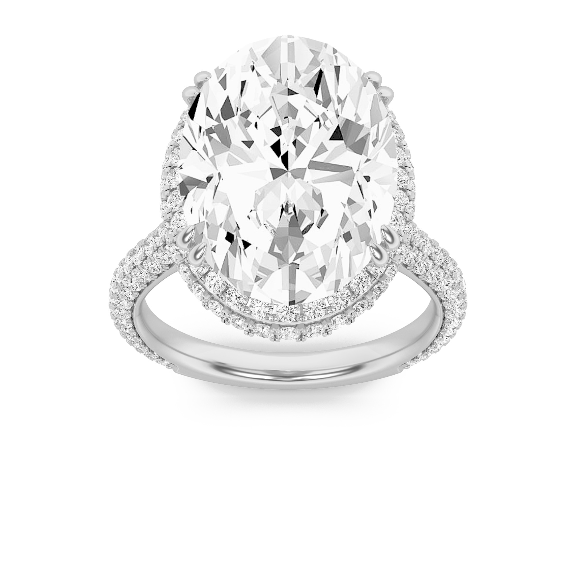 7.50 CT Oval Diamond Ring in 14K White Gold