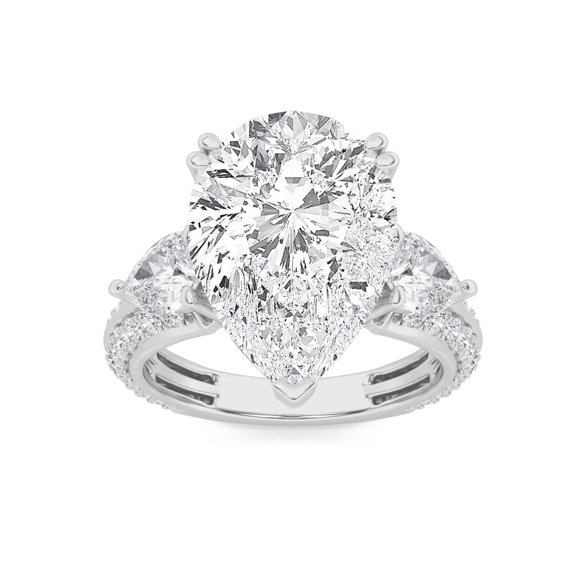 6.75 CT Pear Diamond Ring in 14K White Gold